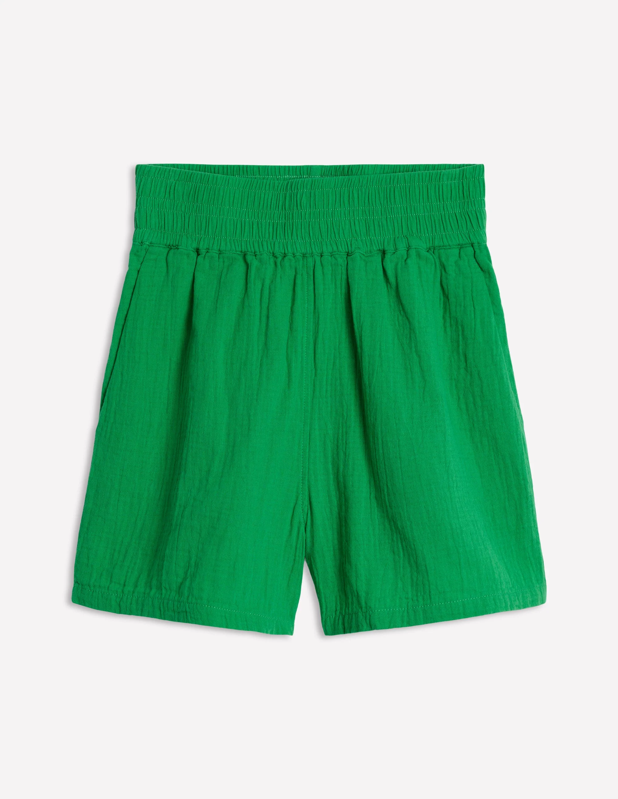 Smocked Double Cloth Shorts-Sapling Green - Image 6