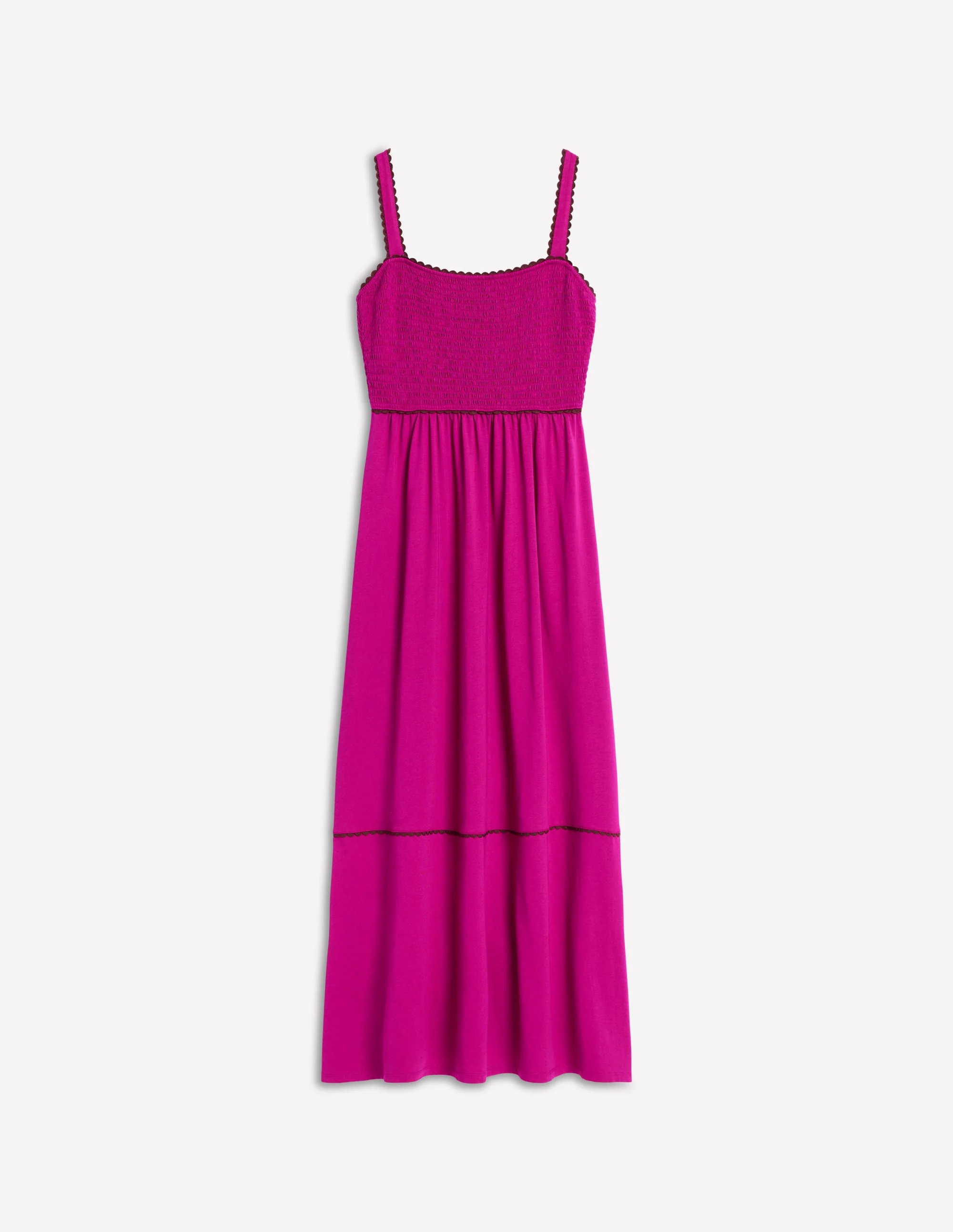 Smocked Trim Maxi Dress-Fuchsia - Image 5