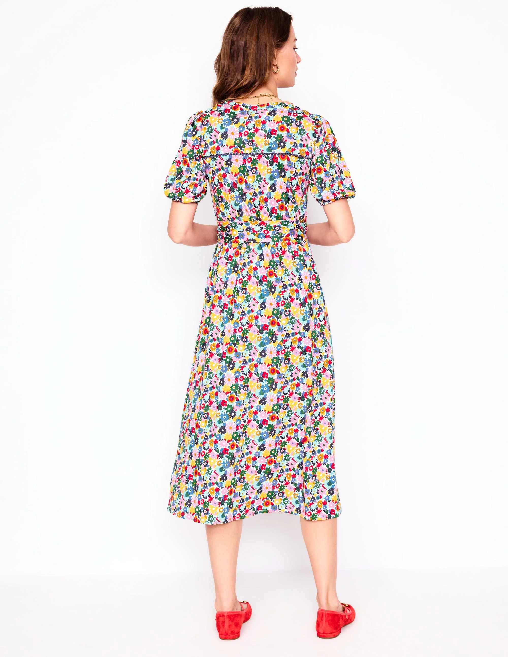 Sofia Trim Jersey Midi Dress-Multi, Paintbox Ditsy - Image 4