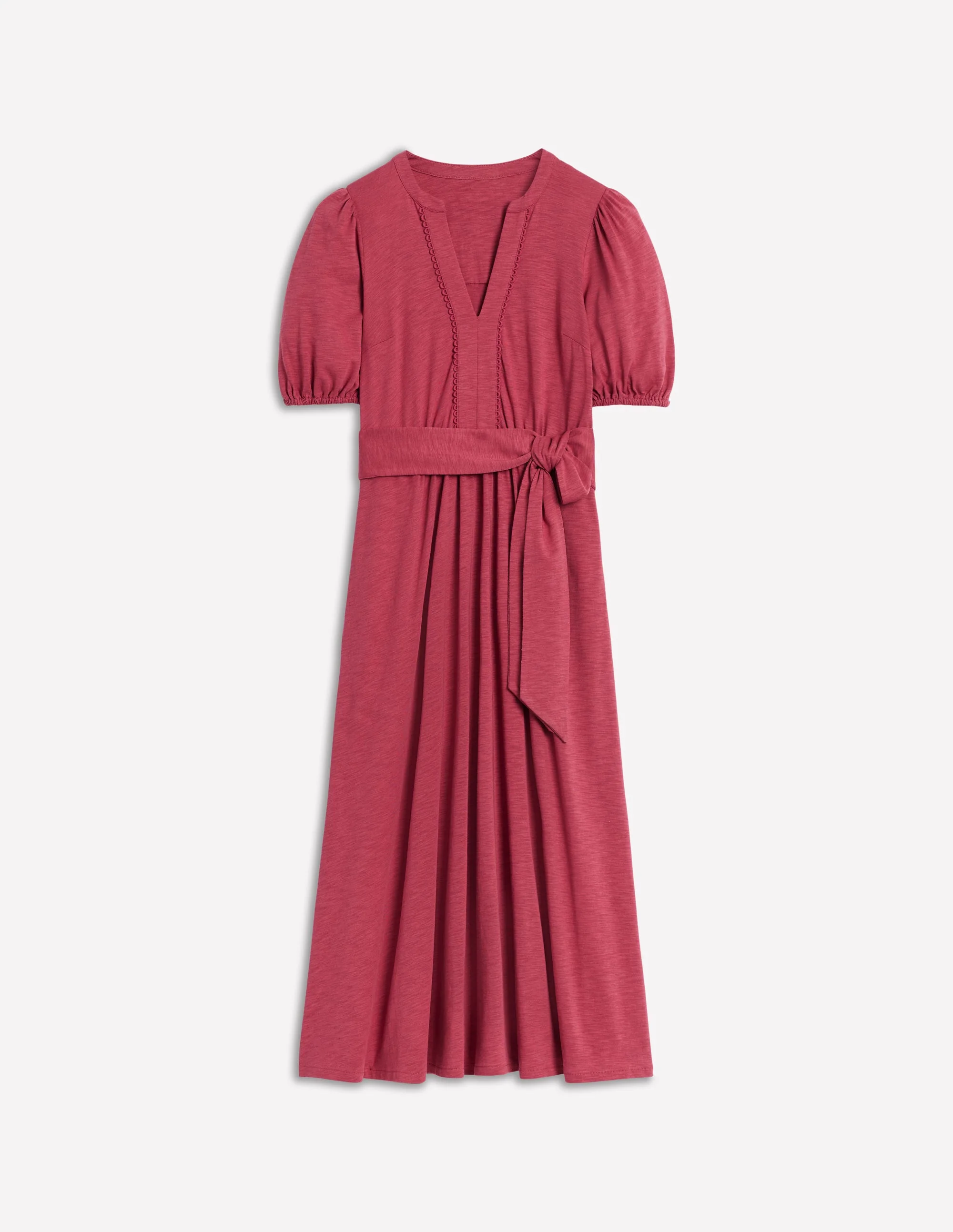 Sofia Trim Jersey Midi Dress-Terracotta Red - Image 5