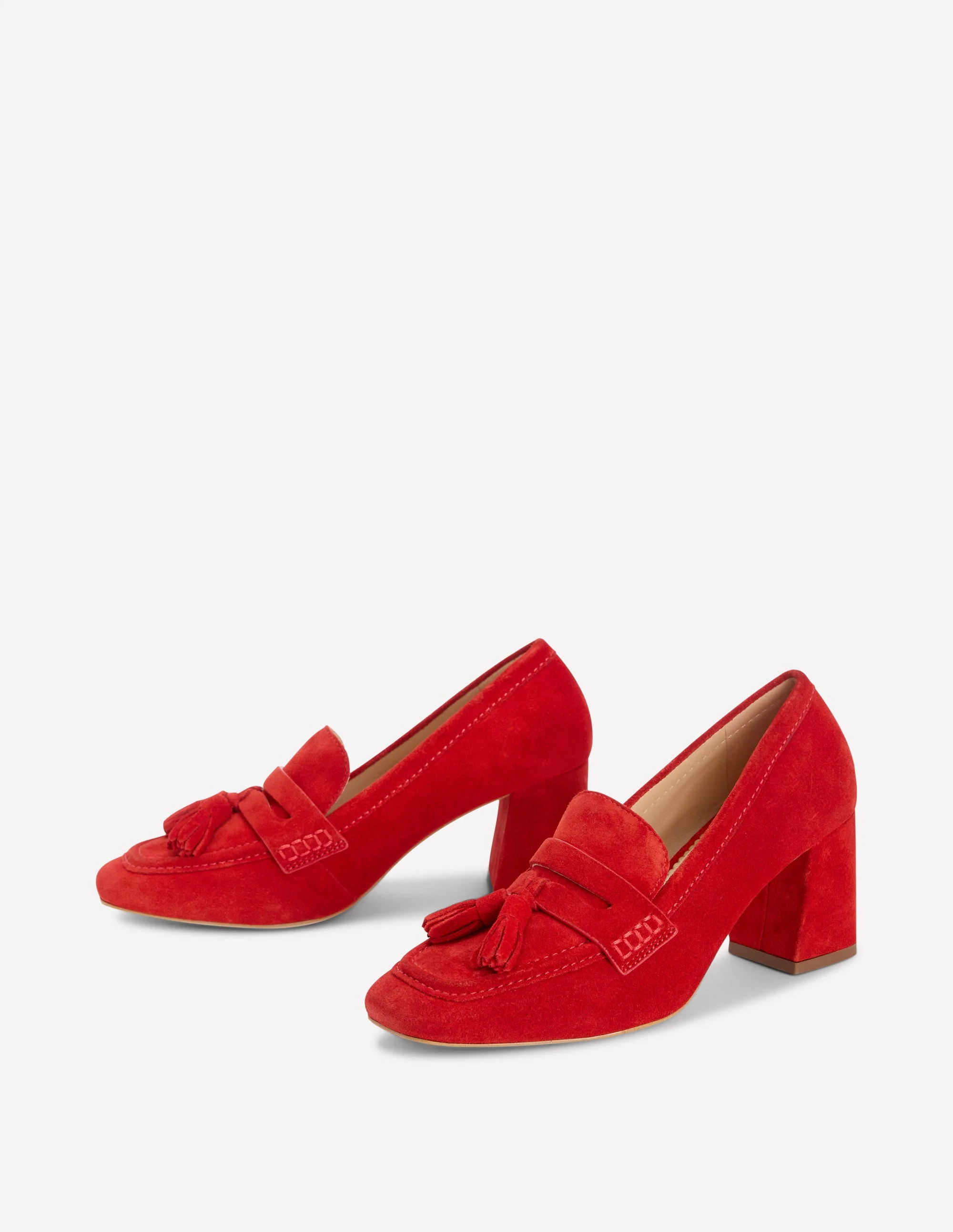Sol Block Heeled Penny Loafers-Red - Image 3