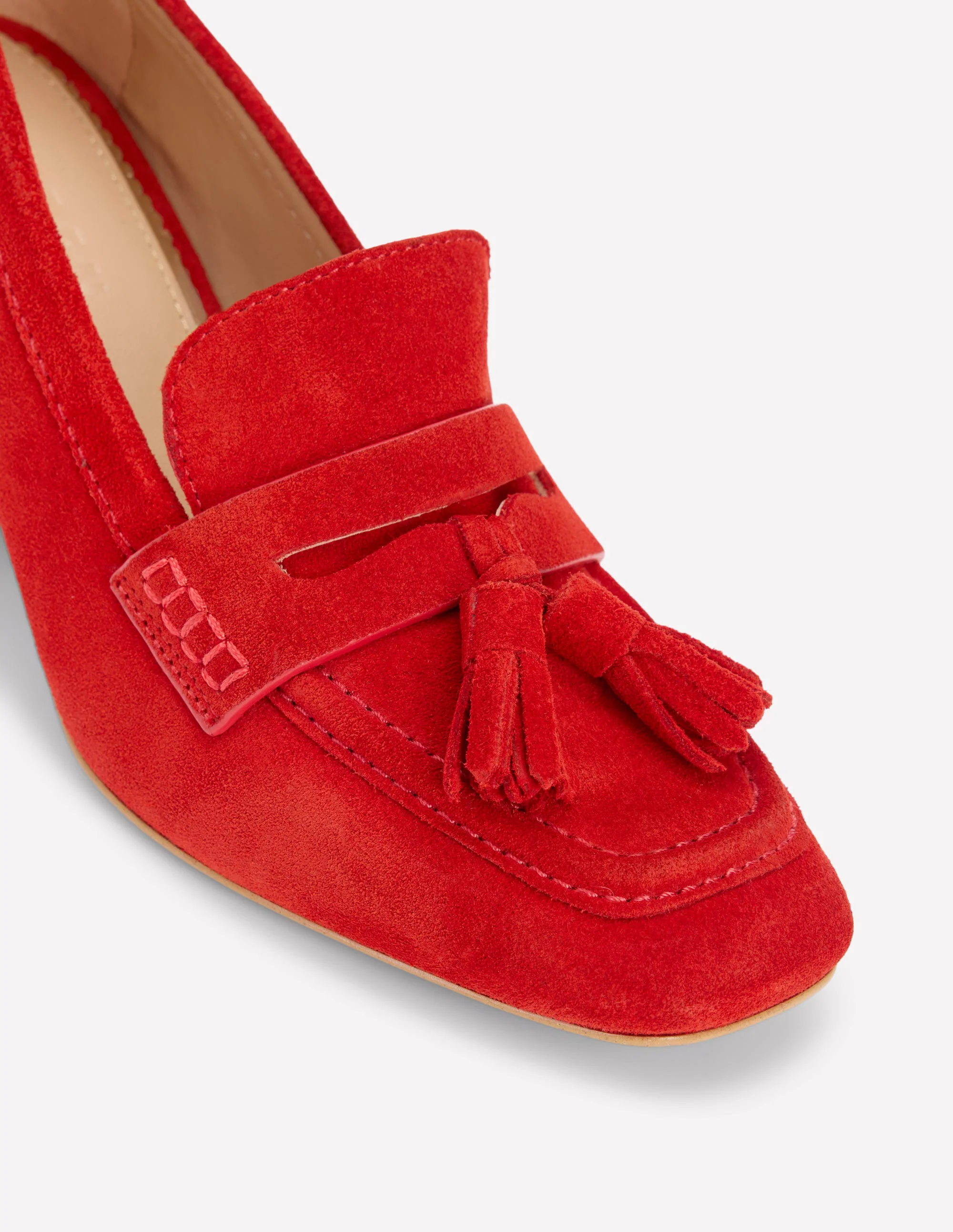 Sol Block Heeled Penny Loafers-Red - Image 4