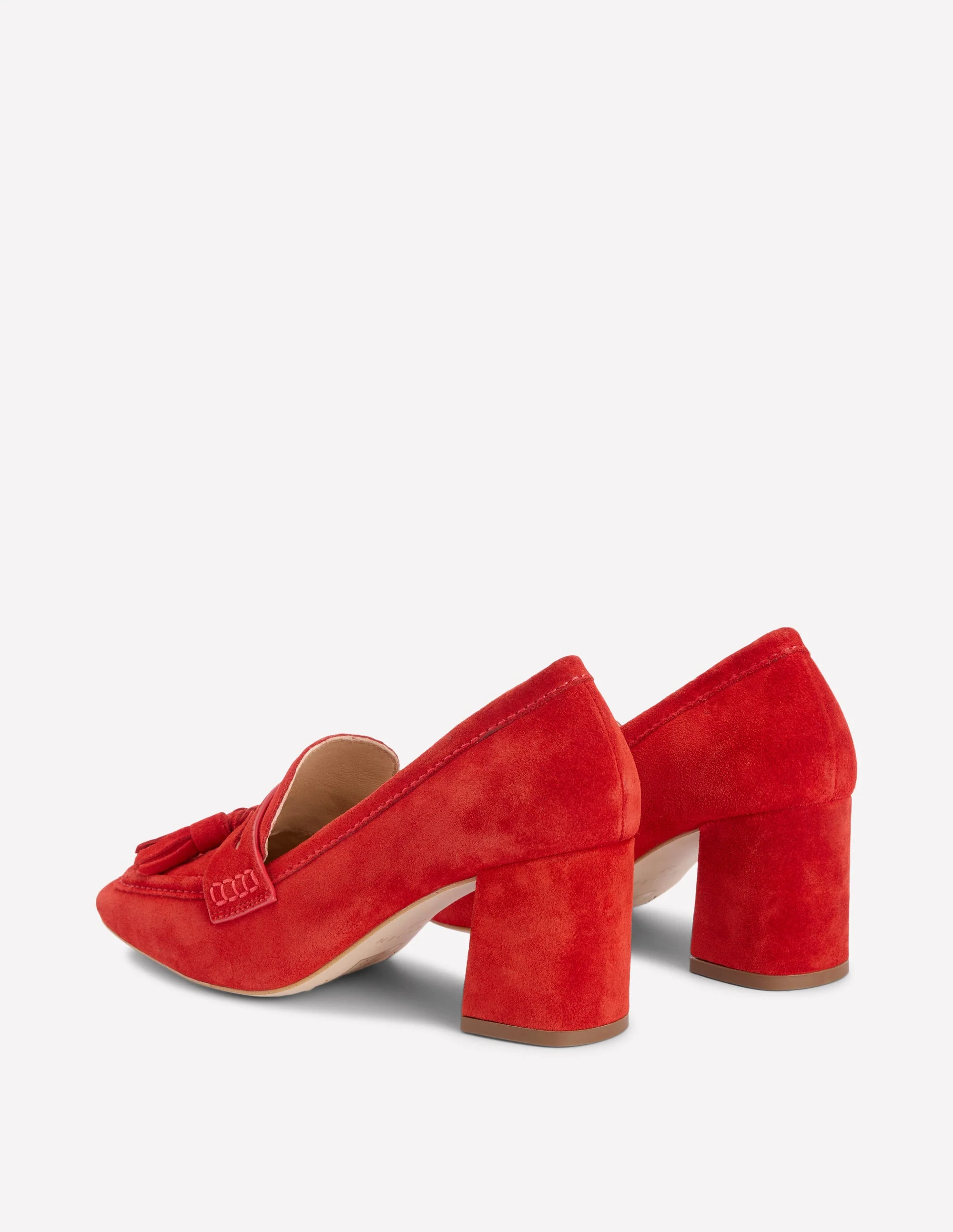Sol Block Heeled Penny Loafers-Red - Image 5