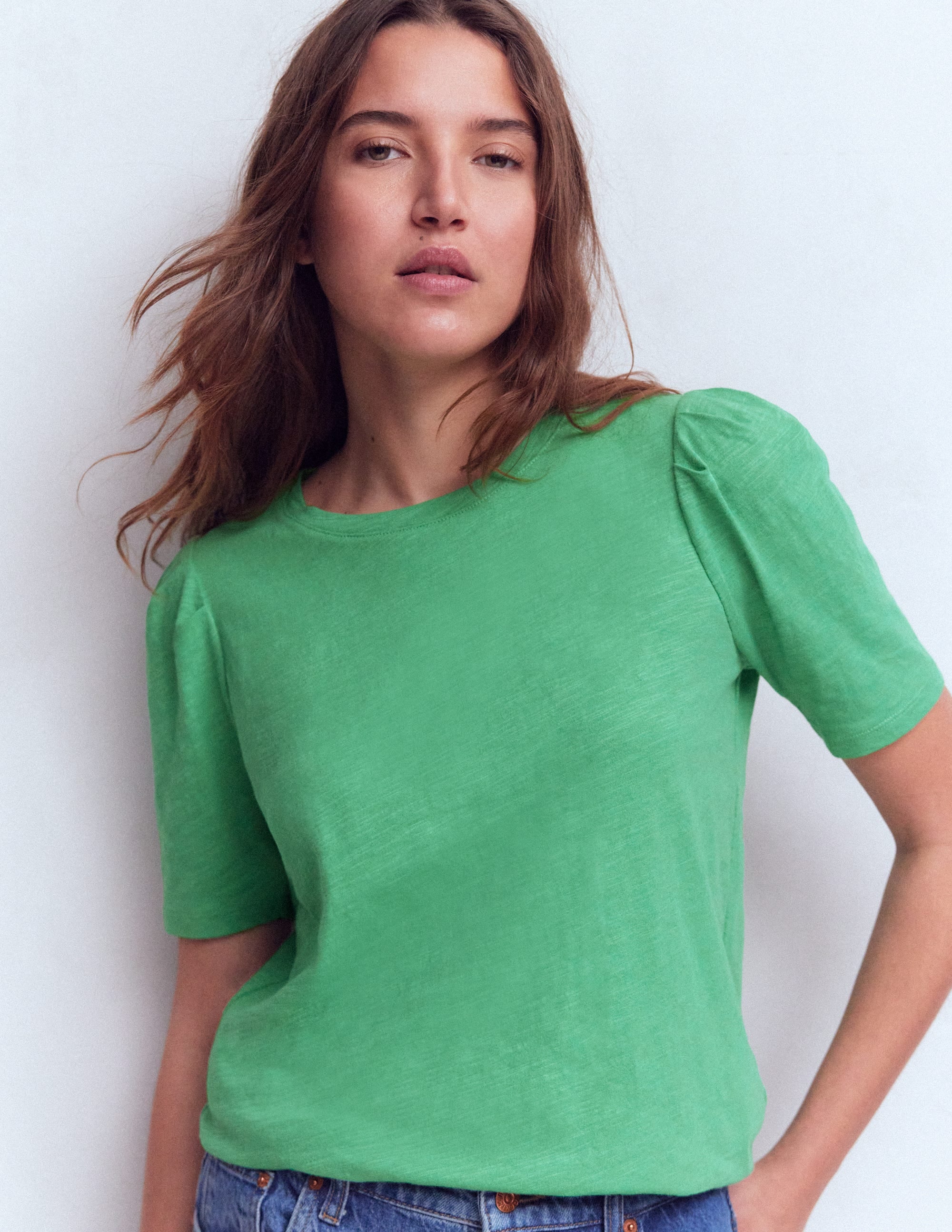Sophie Puff Sleeve T-shirt-Aloe Green - Image 4