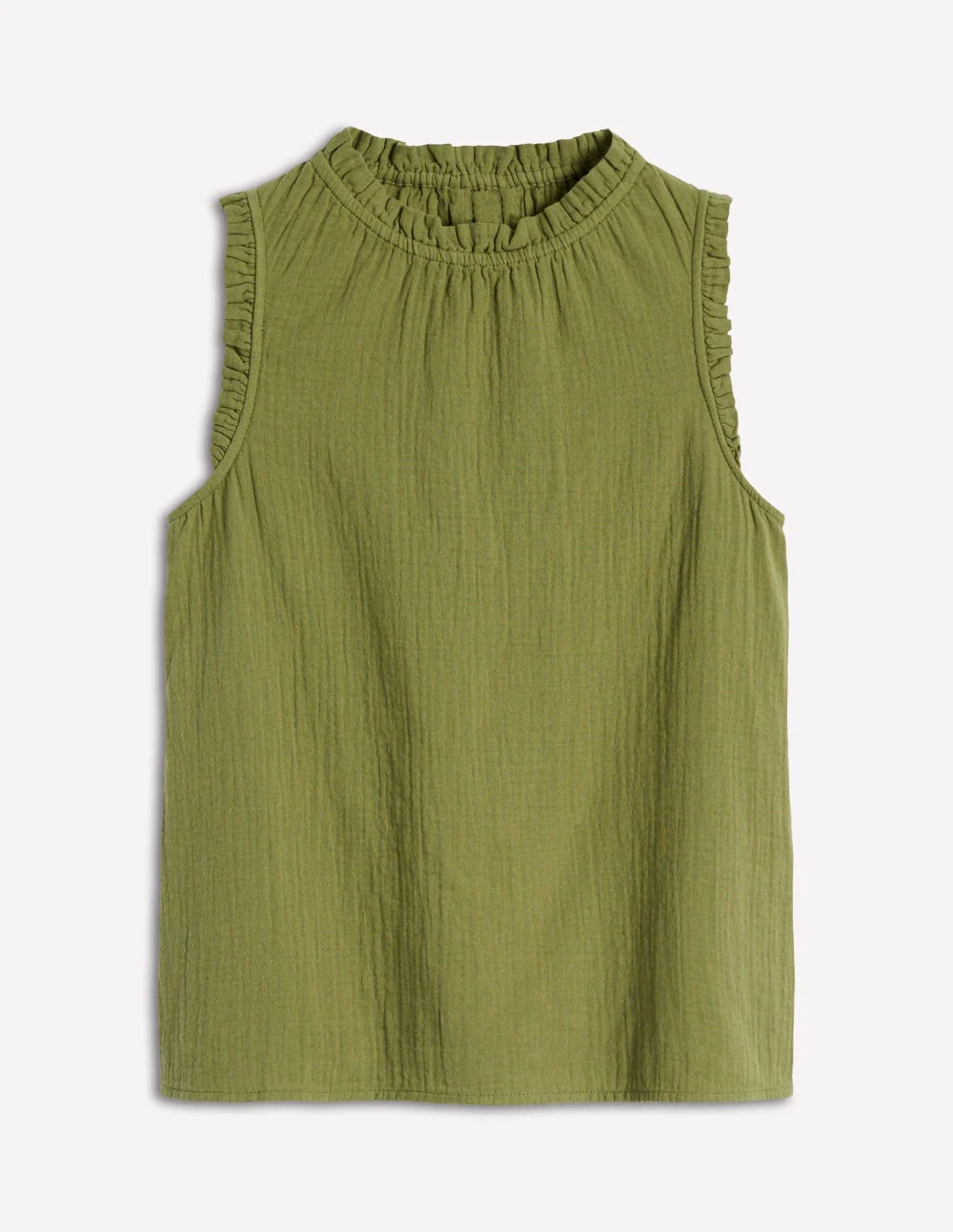 Sophie Ruffle Double Cloth Top-Olive Green - Image 7
