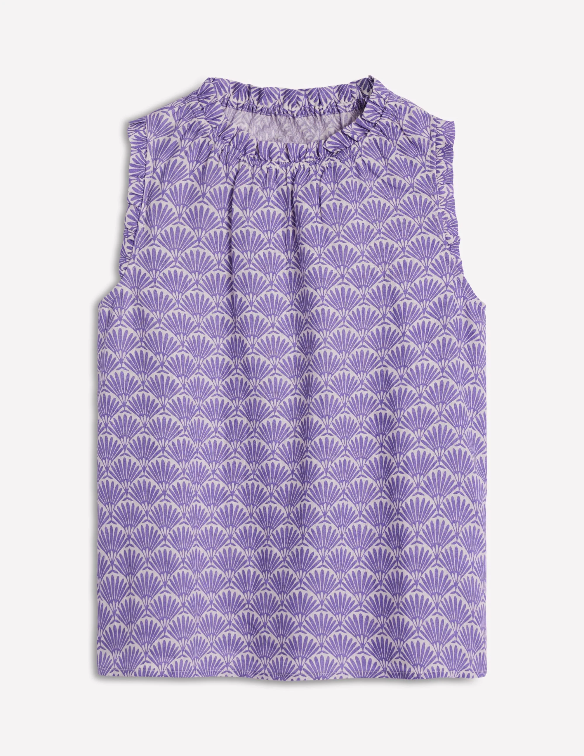 Sophie Ruffle Linen Top-Purple, Deco Palm - Image 6