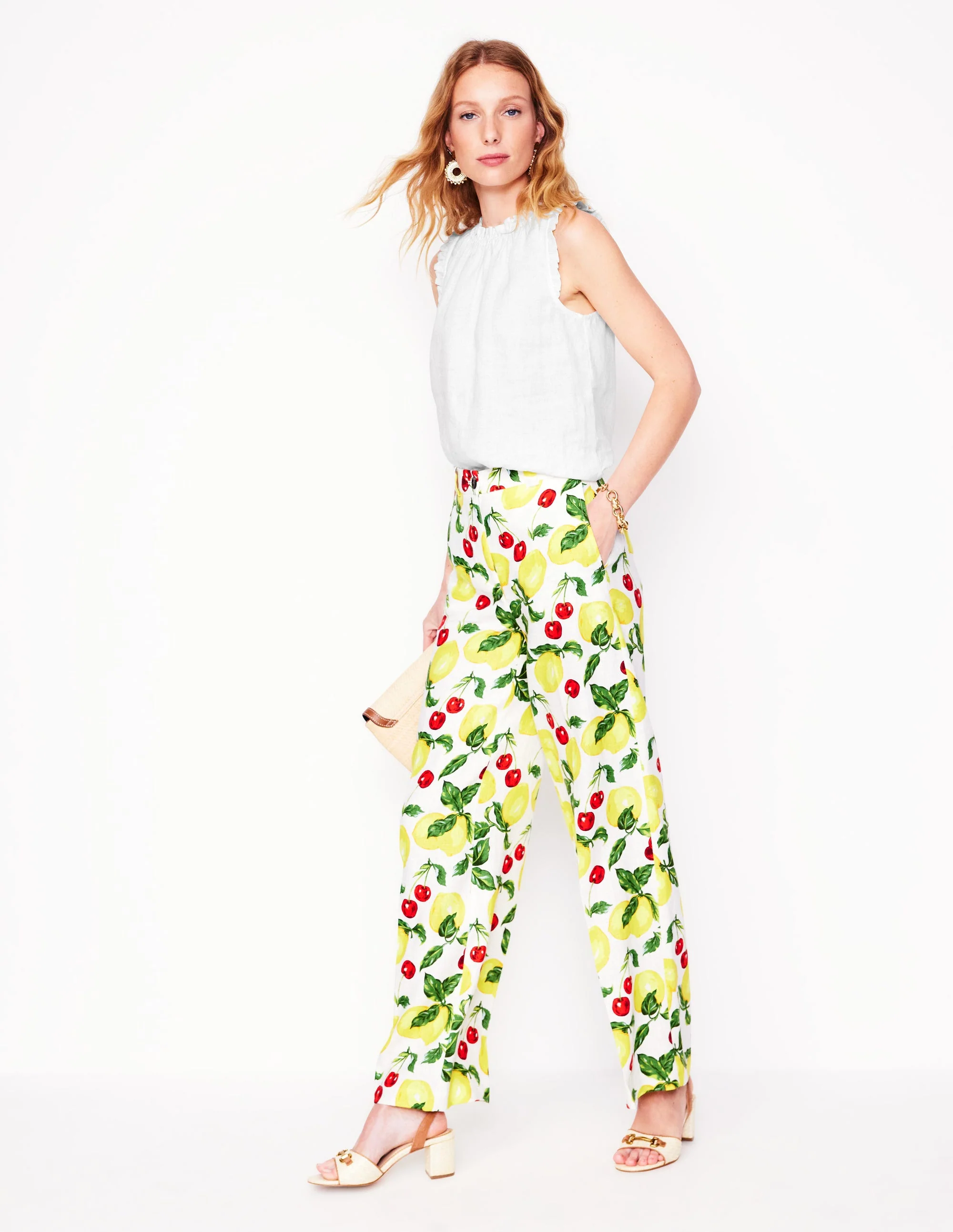 Sophie Ruffle Linen Top-White - Image 4