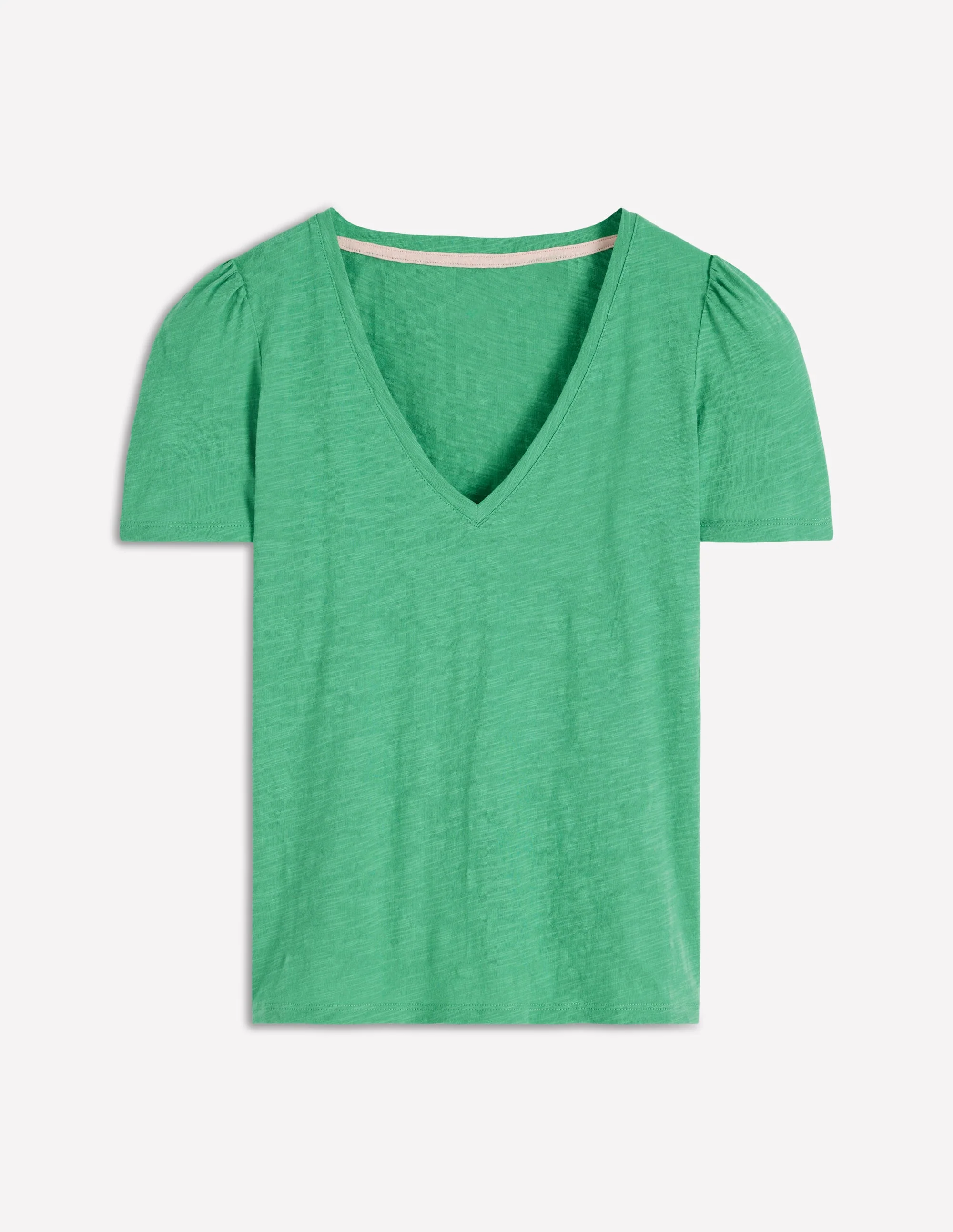 Sophie V-Neck Slub T-shirt-Aloe Green - Image 5