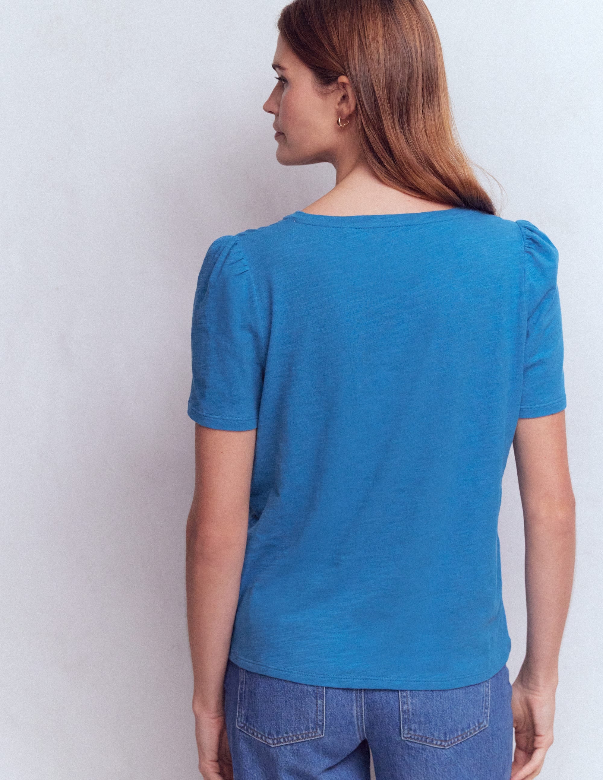 Sophie V-Neck Slub T-shirt-Vallarta Blue - Image 3