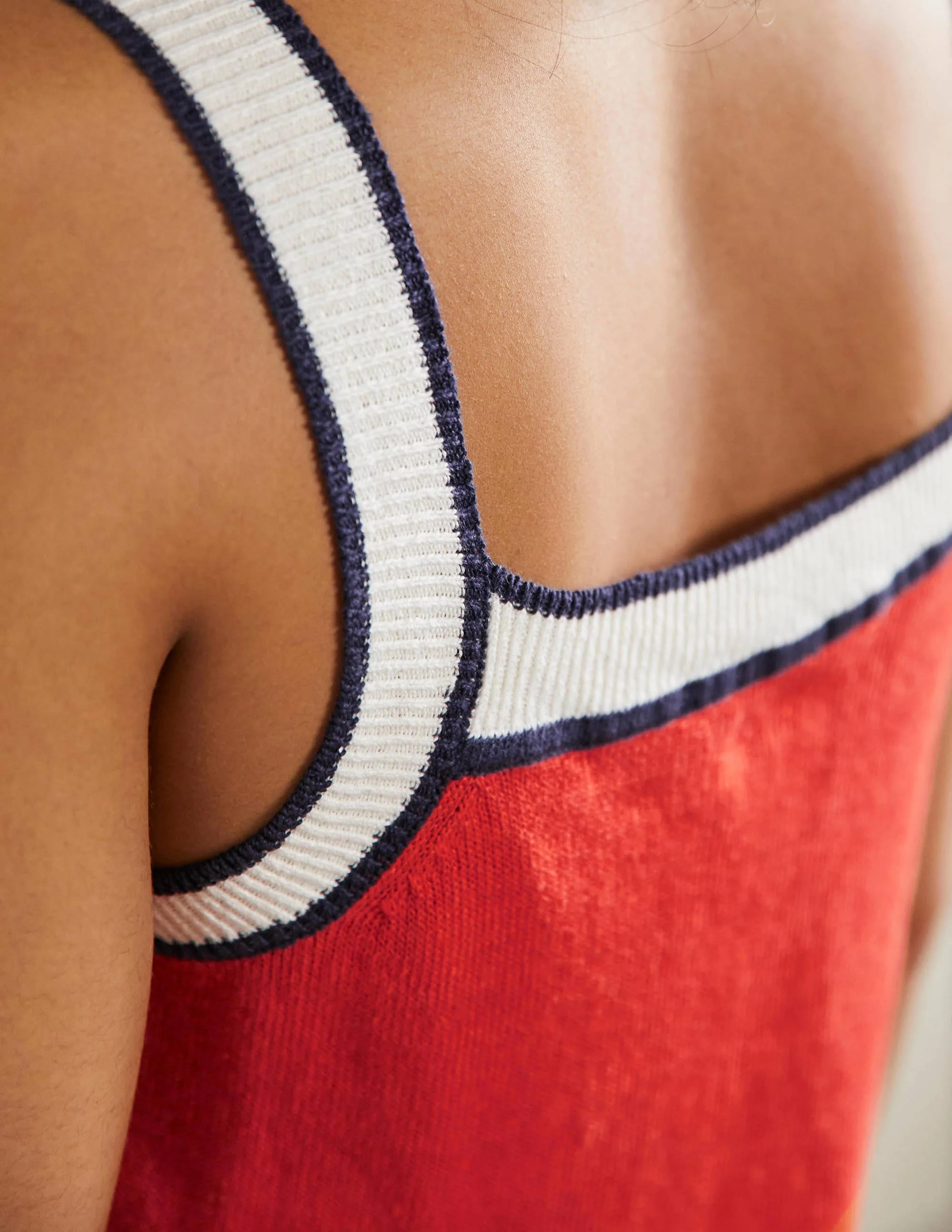 Square Neck Linen Vest-Bright Papaya - Image 2