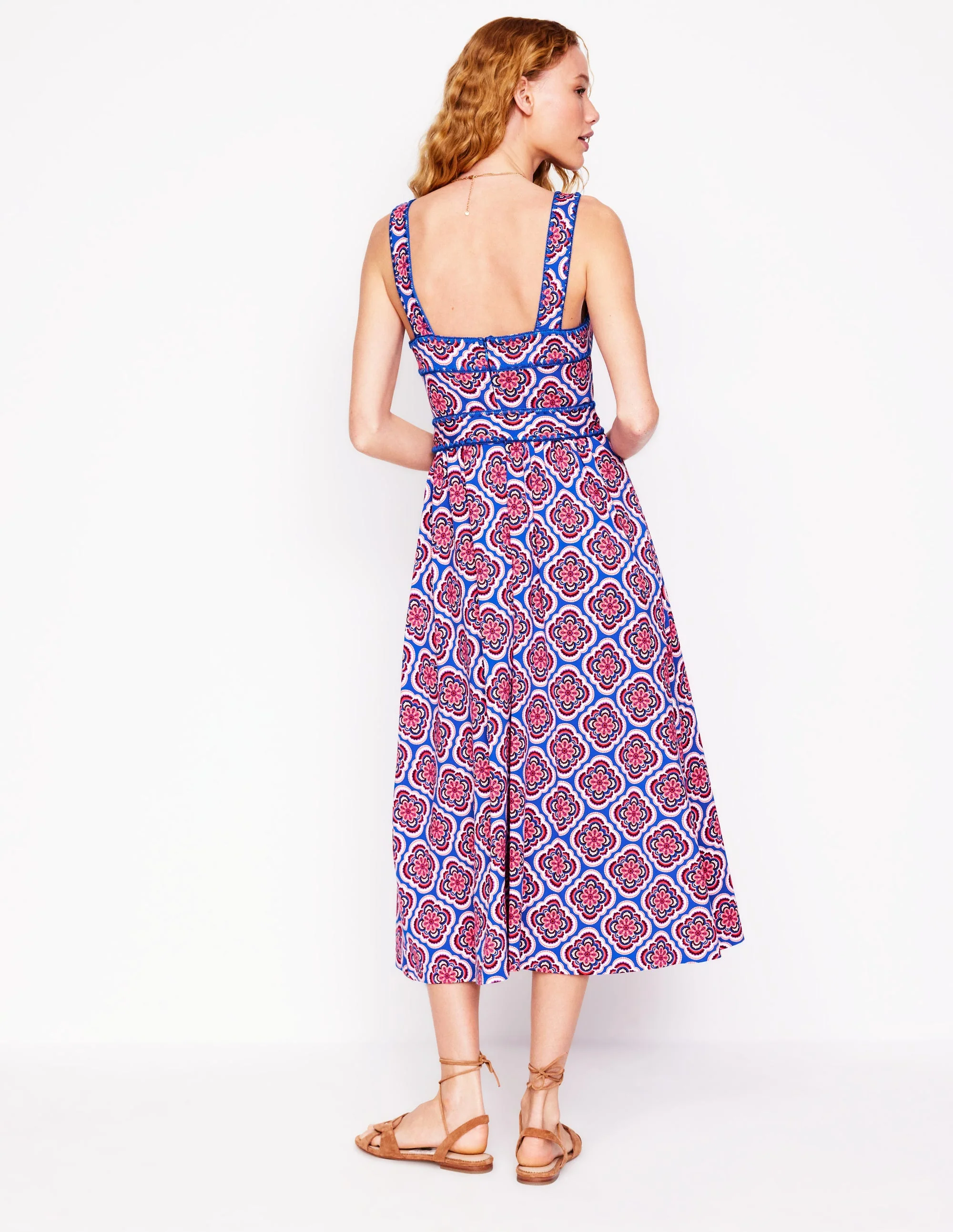 Square Neck Seam Midi Dress-Multi, Botanic Blush - Image 3
