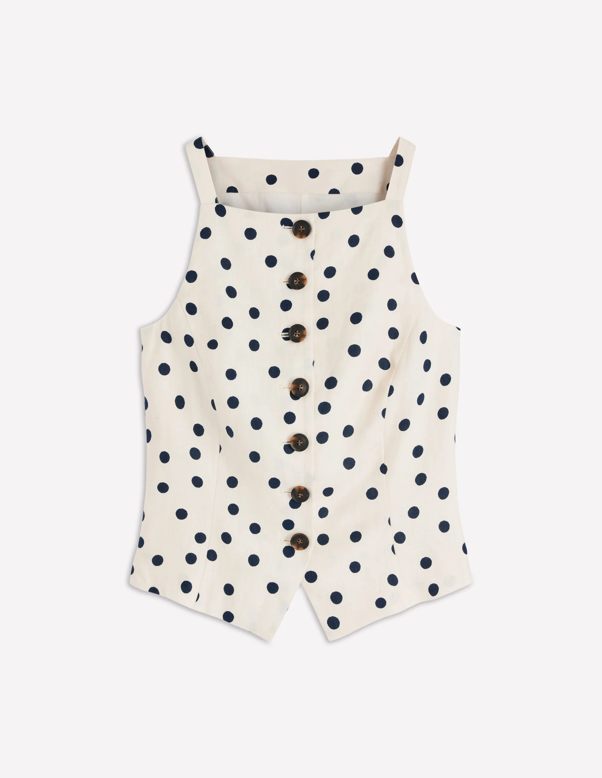 Square Neck Strap Waistcoat-Ivory Spot - Image 6