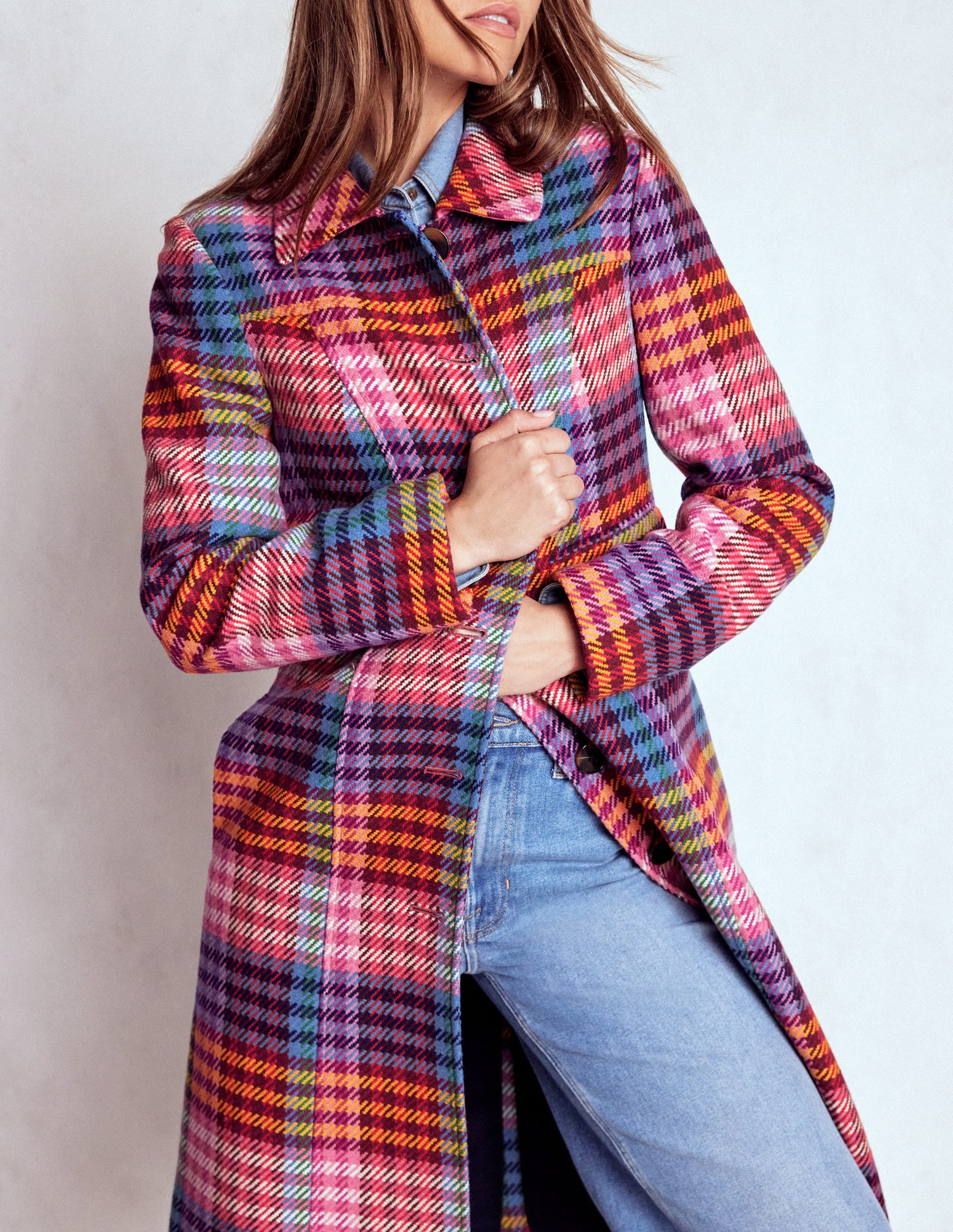 St Albans Fitted Coat-Rainbow Blanket Multigingham - Image 6