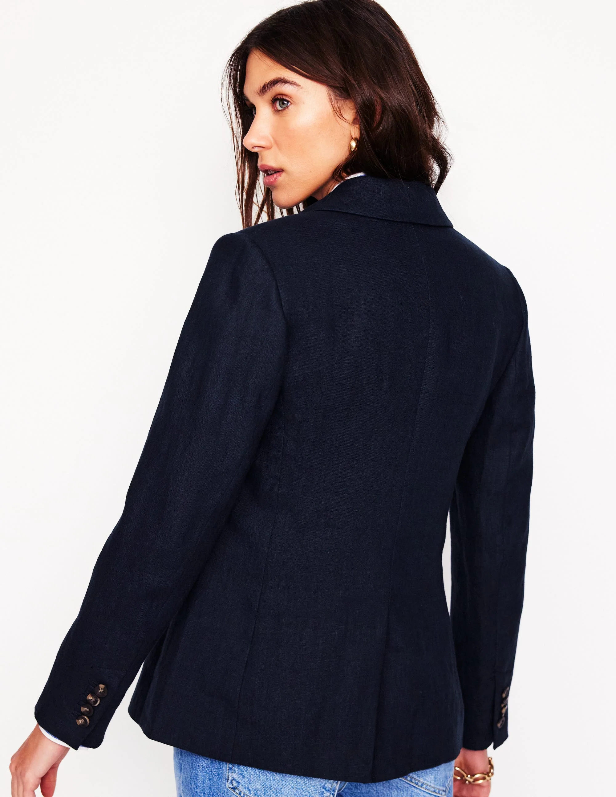Stamford Linen Blazer-Navy - Image 3