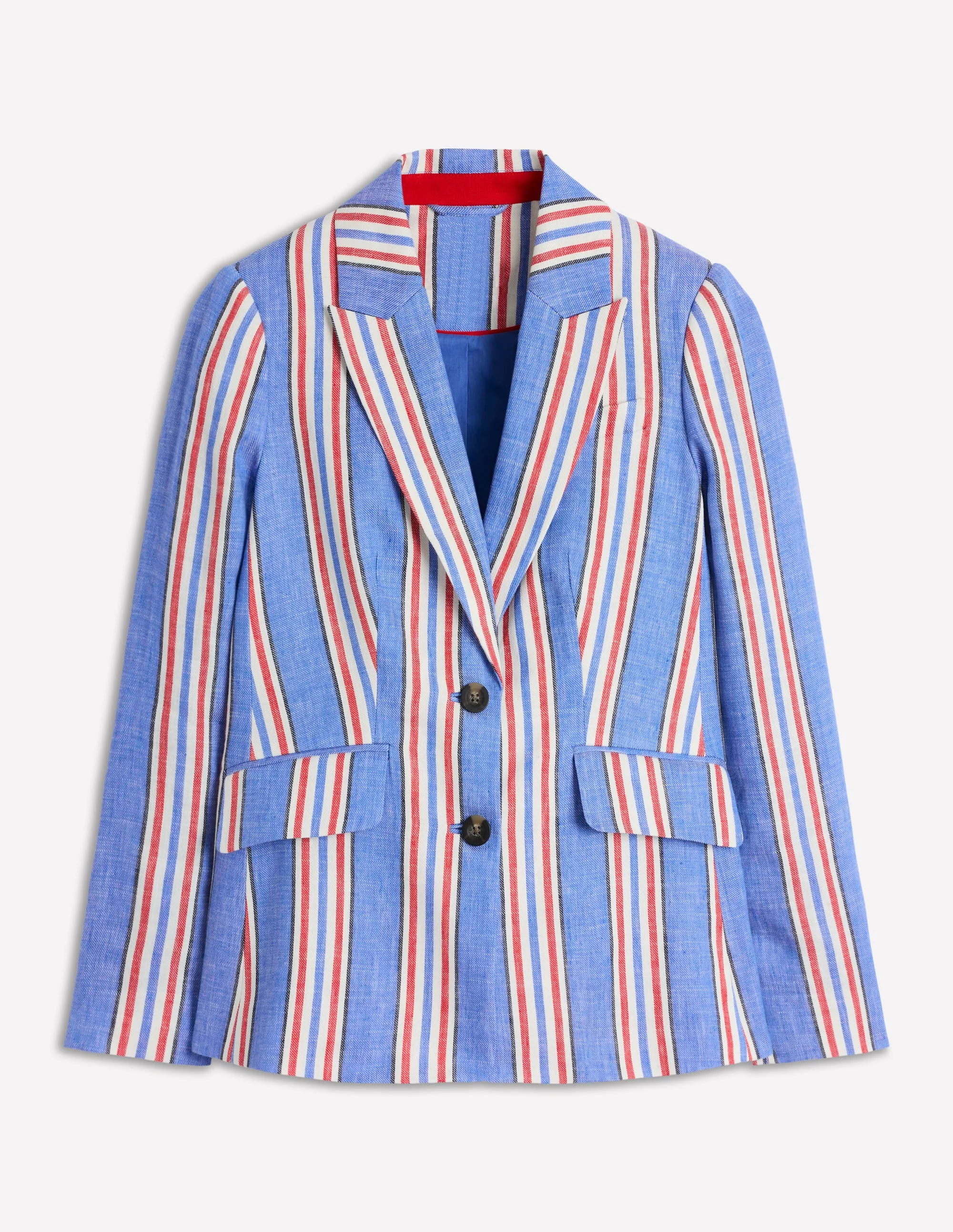 Stamford Linen Blazer-Peacock Plume, Red Stripe - Image 6