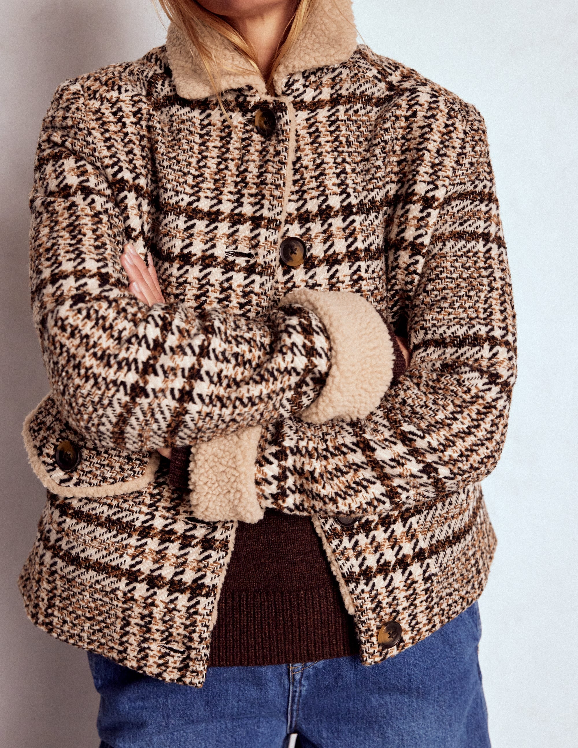 Stirling Check Coat-Ivory, Brown & Black Check - Image 4