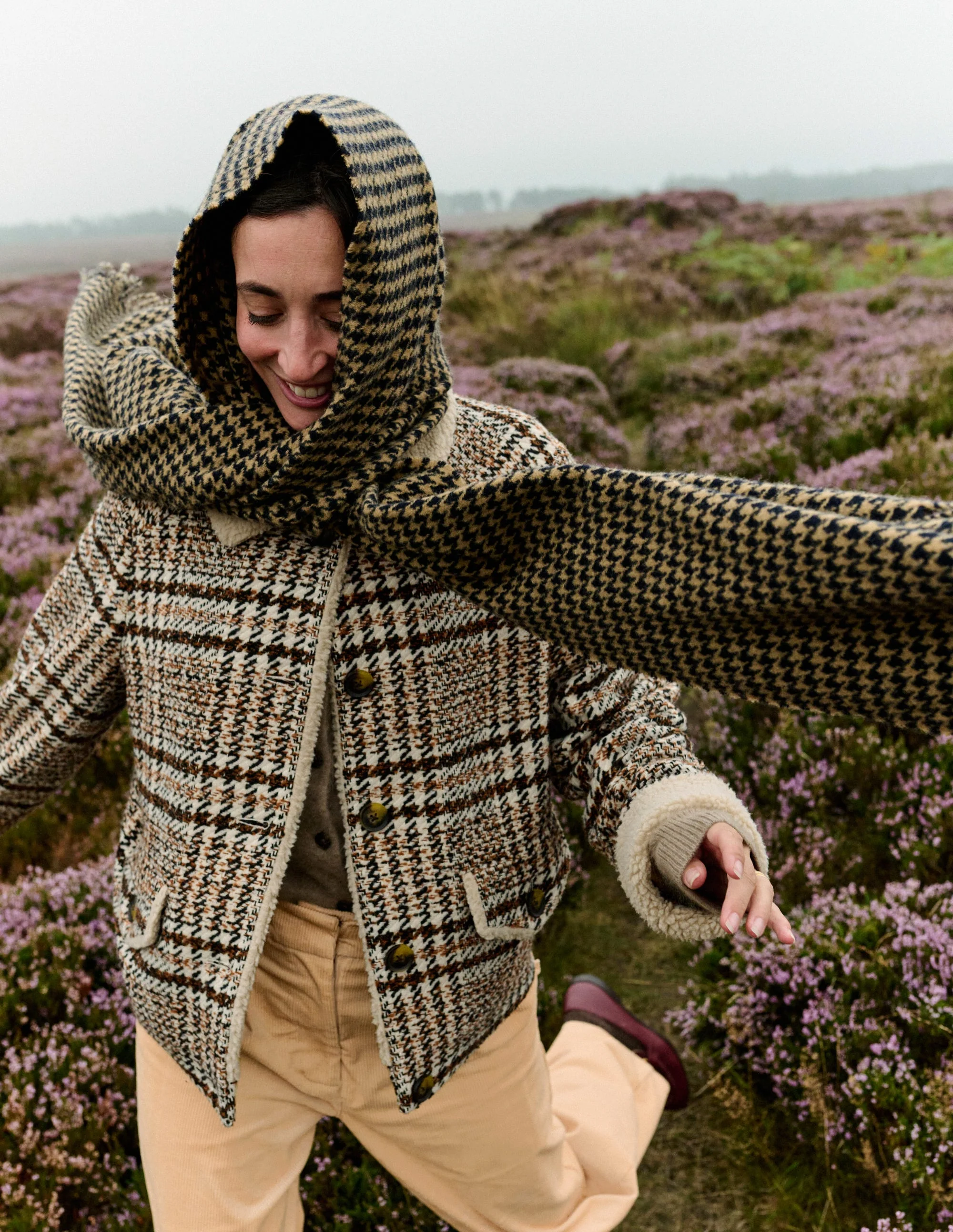 Stirling Check Coat-Ivory, Brown & Black Check - Image 5
