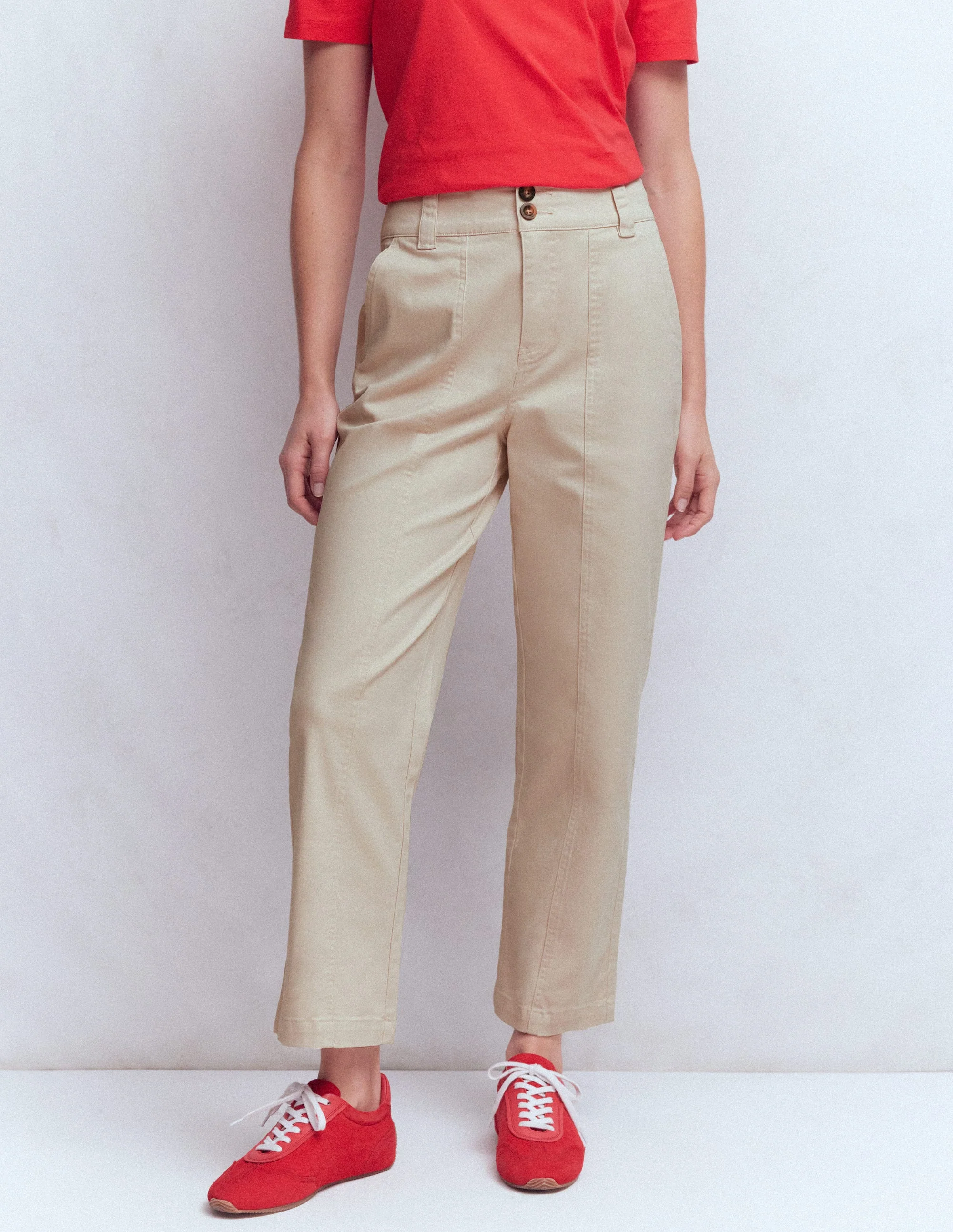Straight Leg Chino Trousers-Almond Milk - Image 4