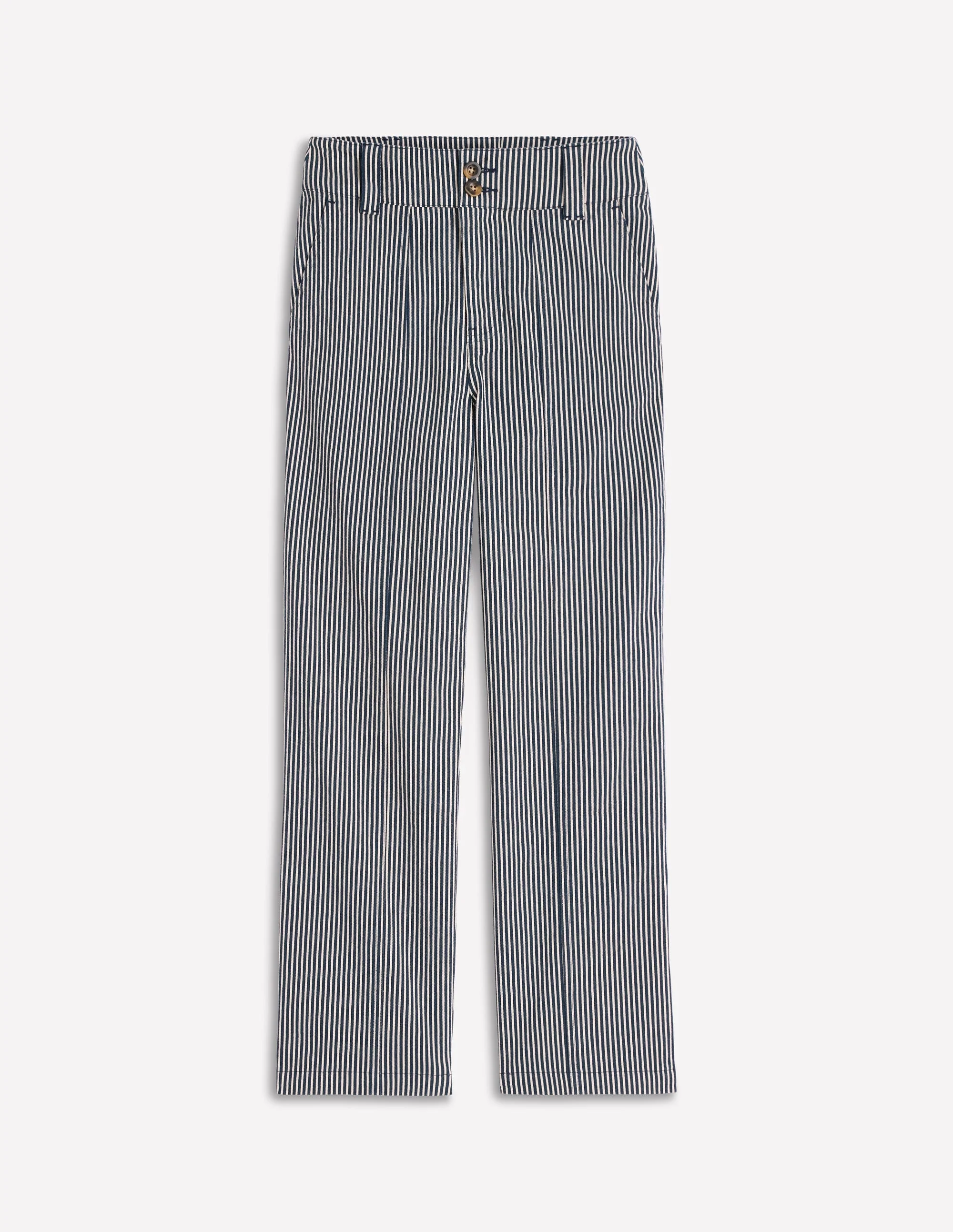 Straight Leg Chino Trousers-Blue and Ivory Stripe - Image 6