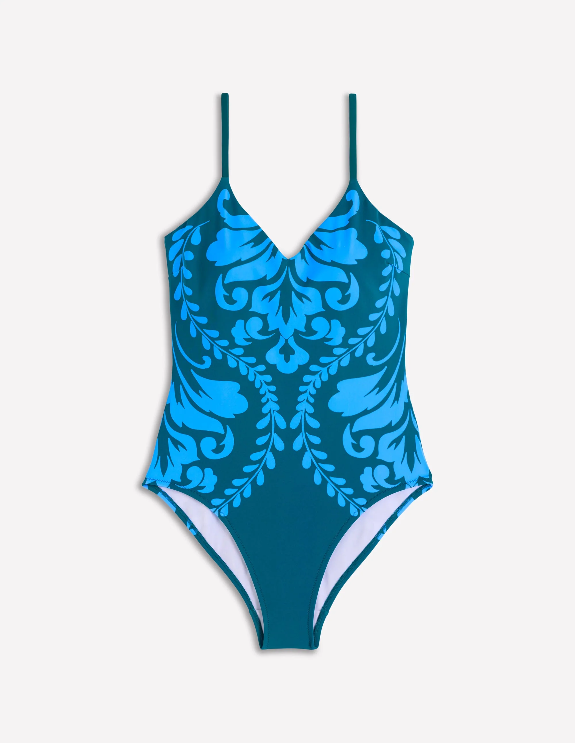 Strap Print Swimsuit-Green, Decorative Lattice - Image 7