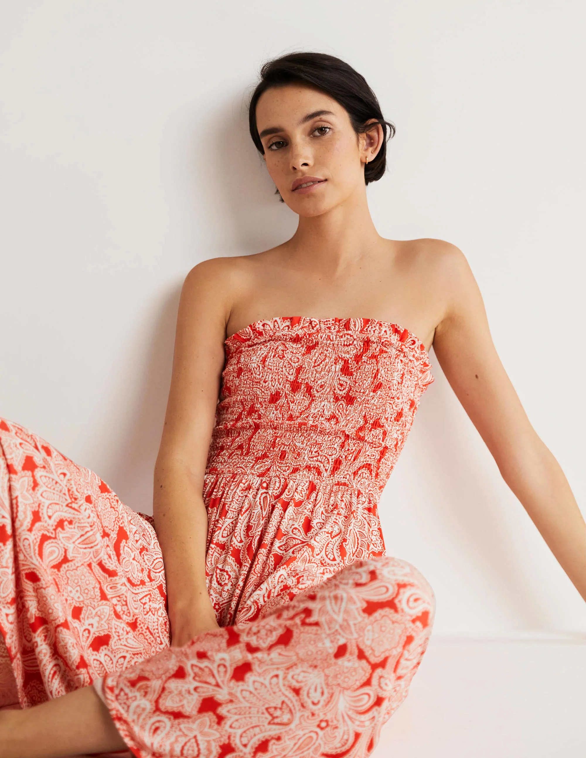Strapless Jersey Maxi Dress-Firecracker, Paisley Bud - Image 4