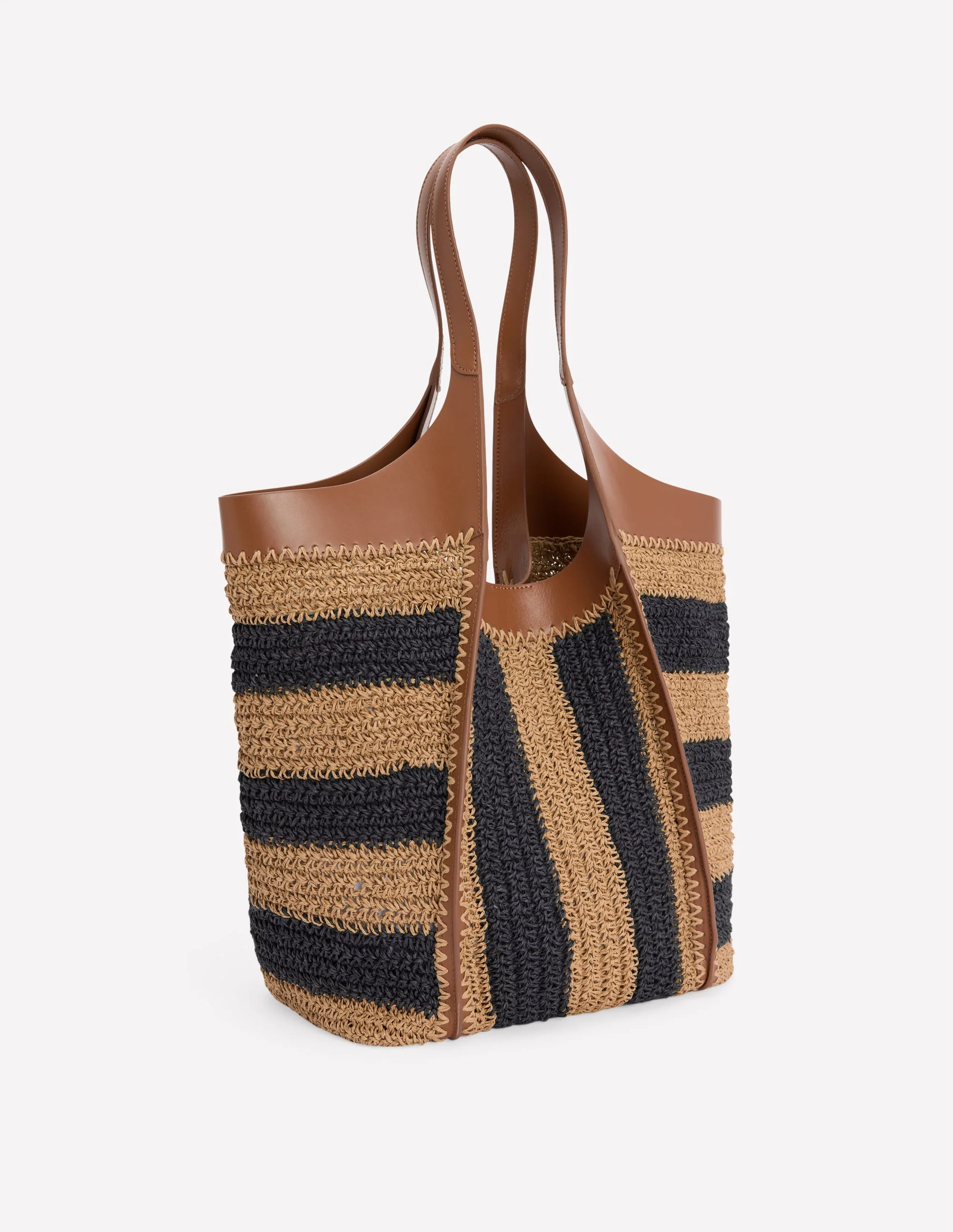 Straw Tote-Navy/Natural Stripe - Image 4