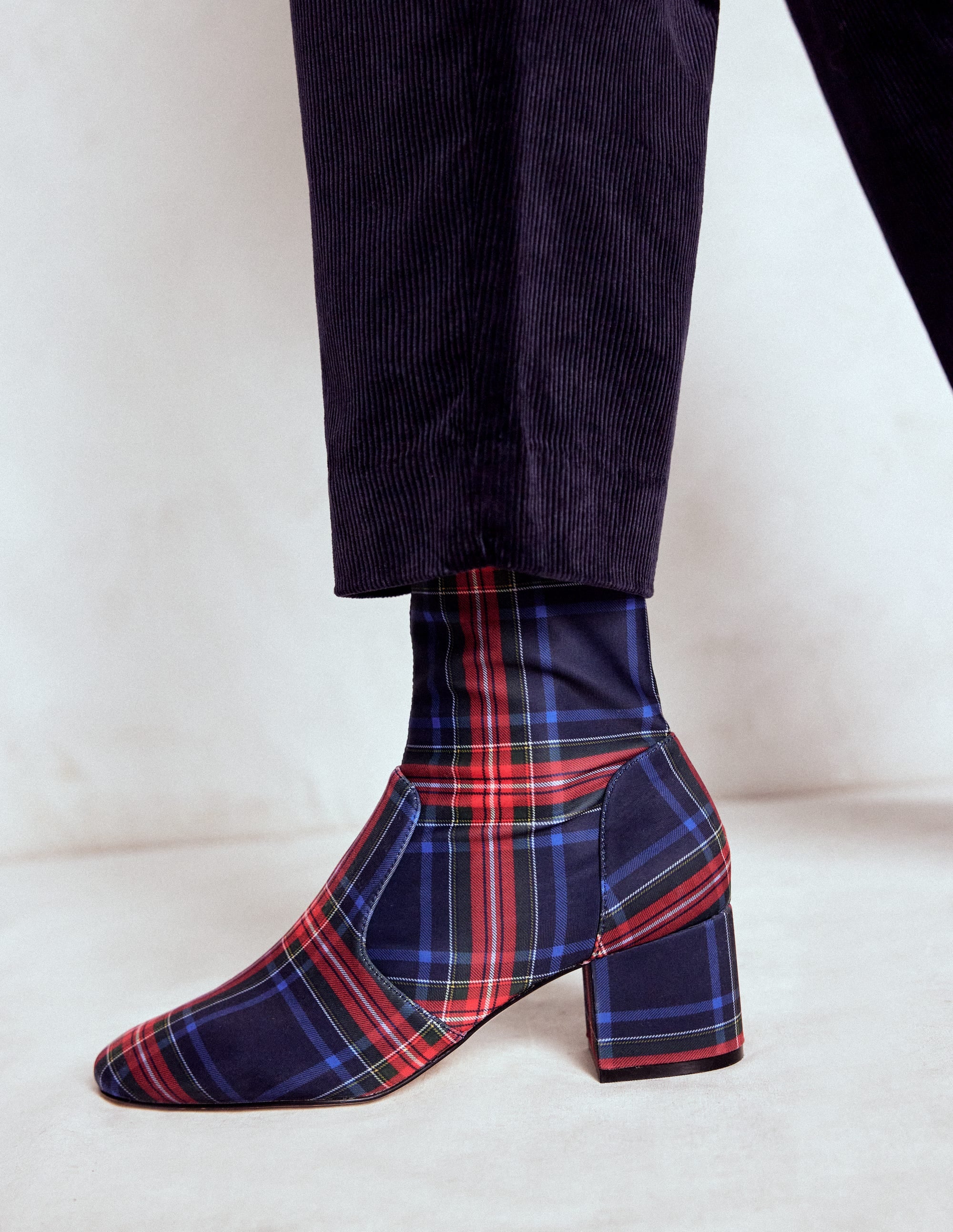 Stretch Ankle Boots-Tartan - Image 2