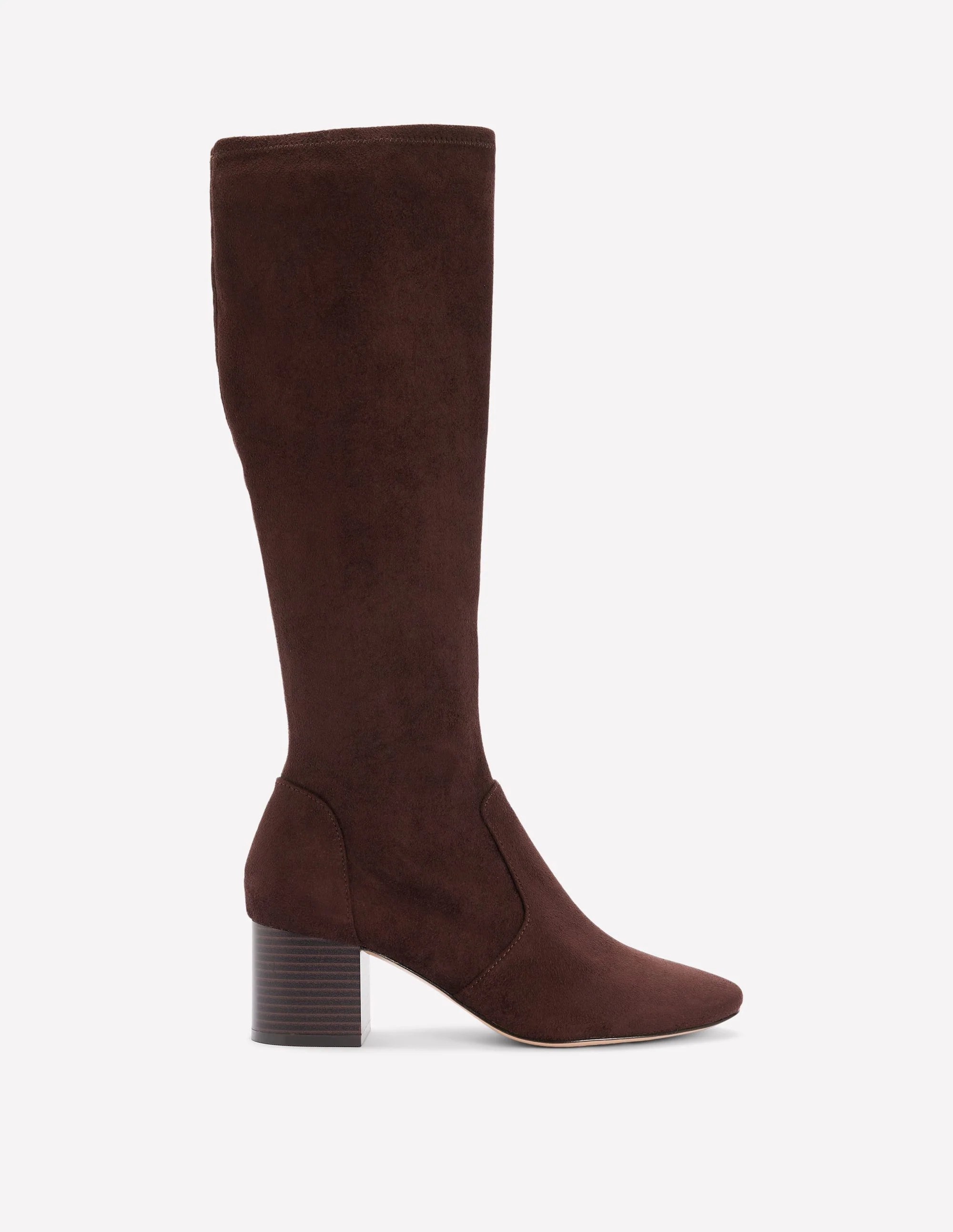 Stretch Knee Heel Boots-Chocolate