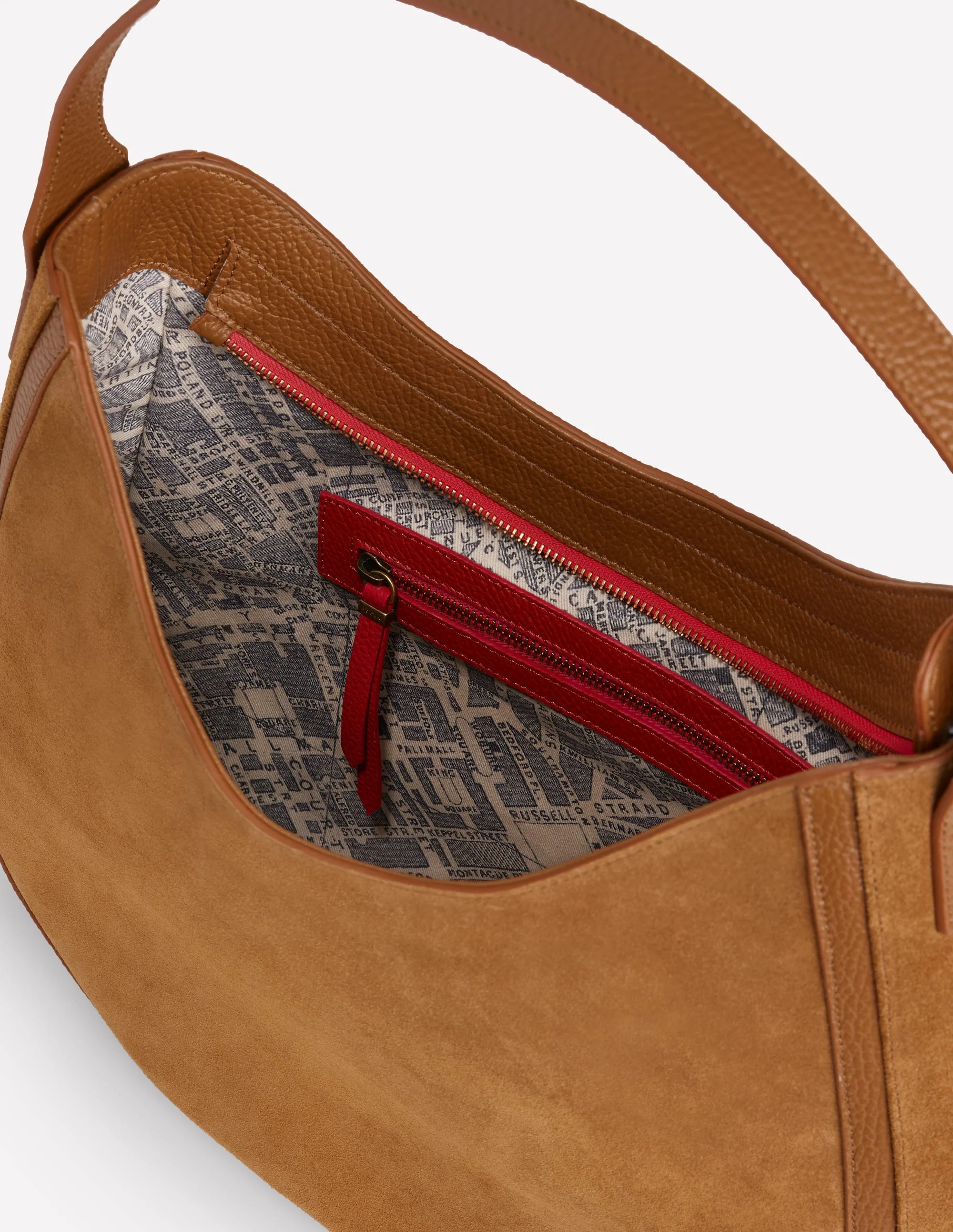 Suede Hobo Bag-Tan - Image 4