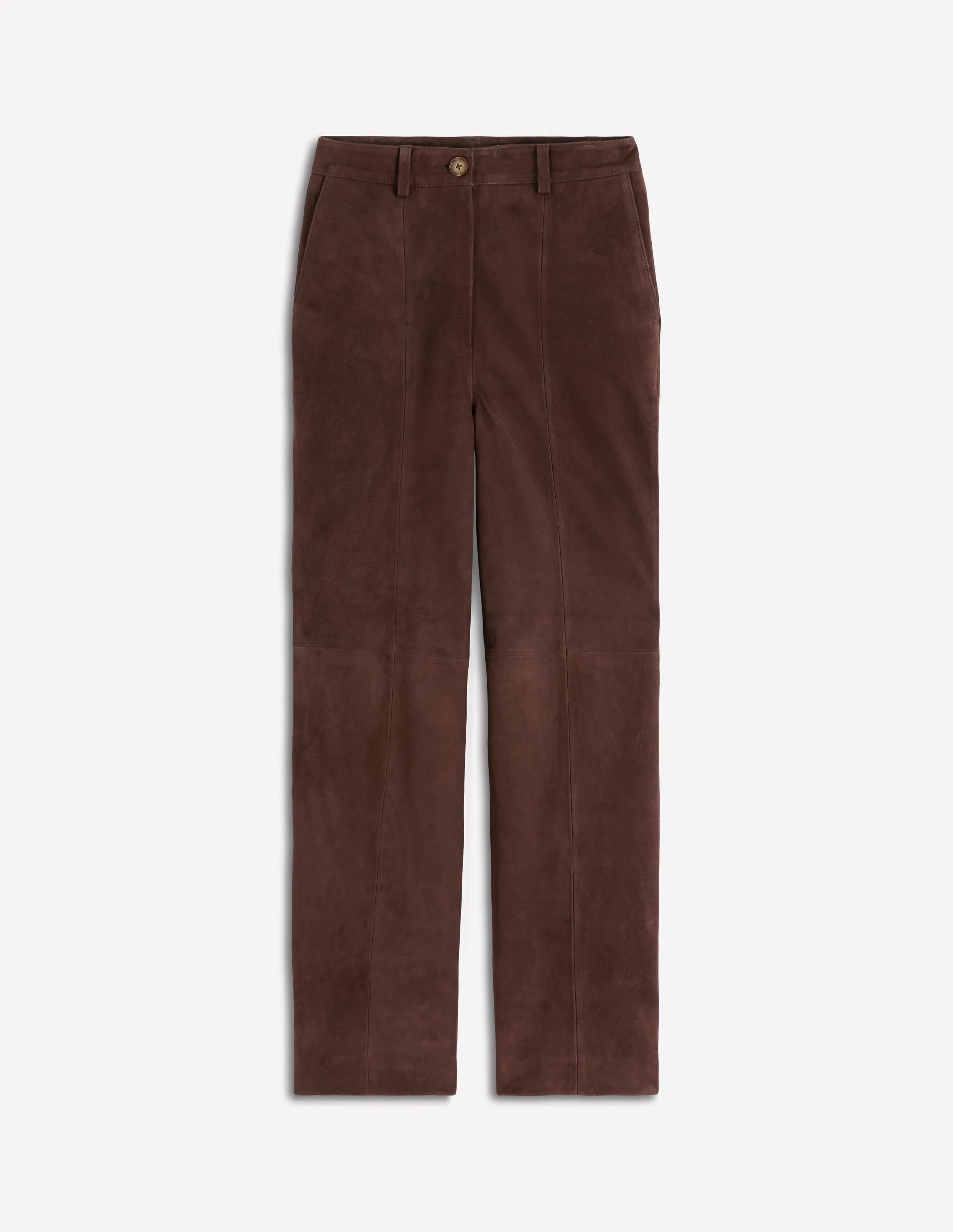 Suede Straight Leg Trousers-Dark Chocolate - Image 6