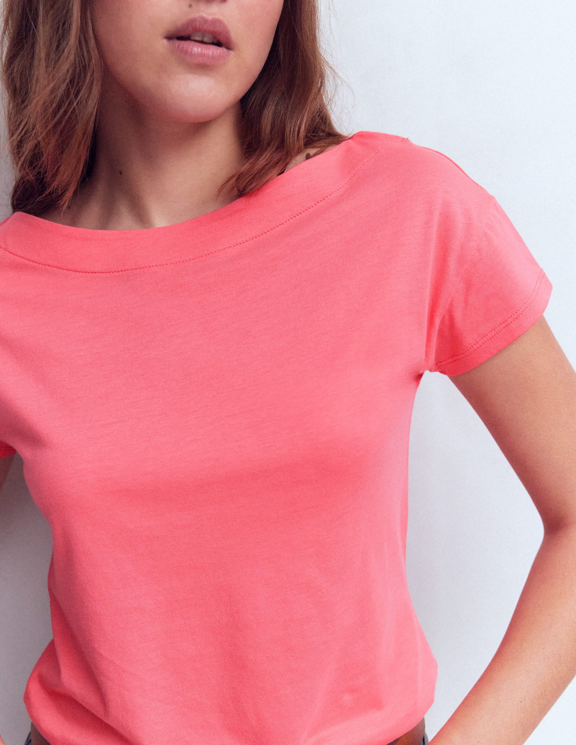 Supersoft Boat Neck T-Shirt-Azalea Pink - Image 2