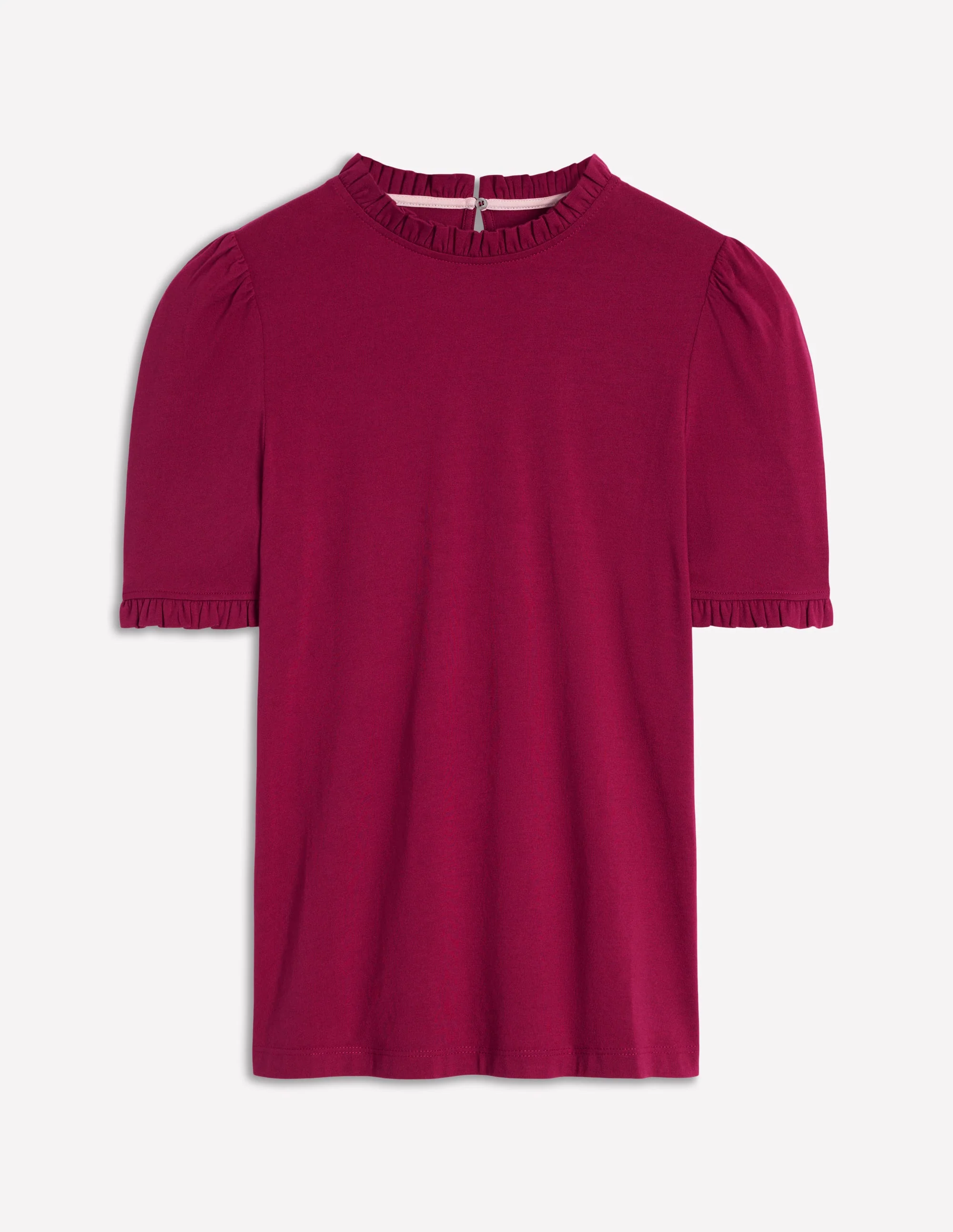 Supersoft Frill Detail T-shirt-Burgundy Red - Image 6