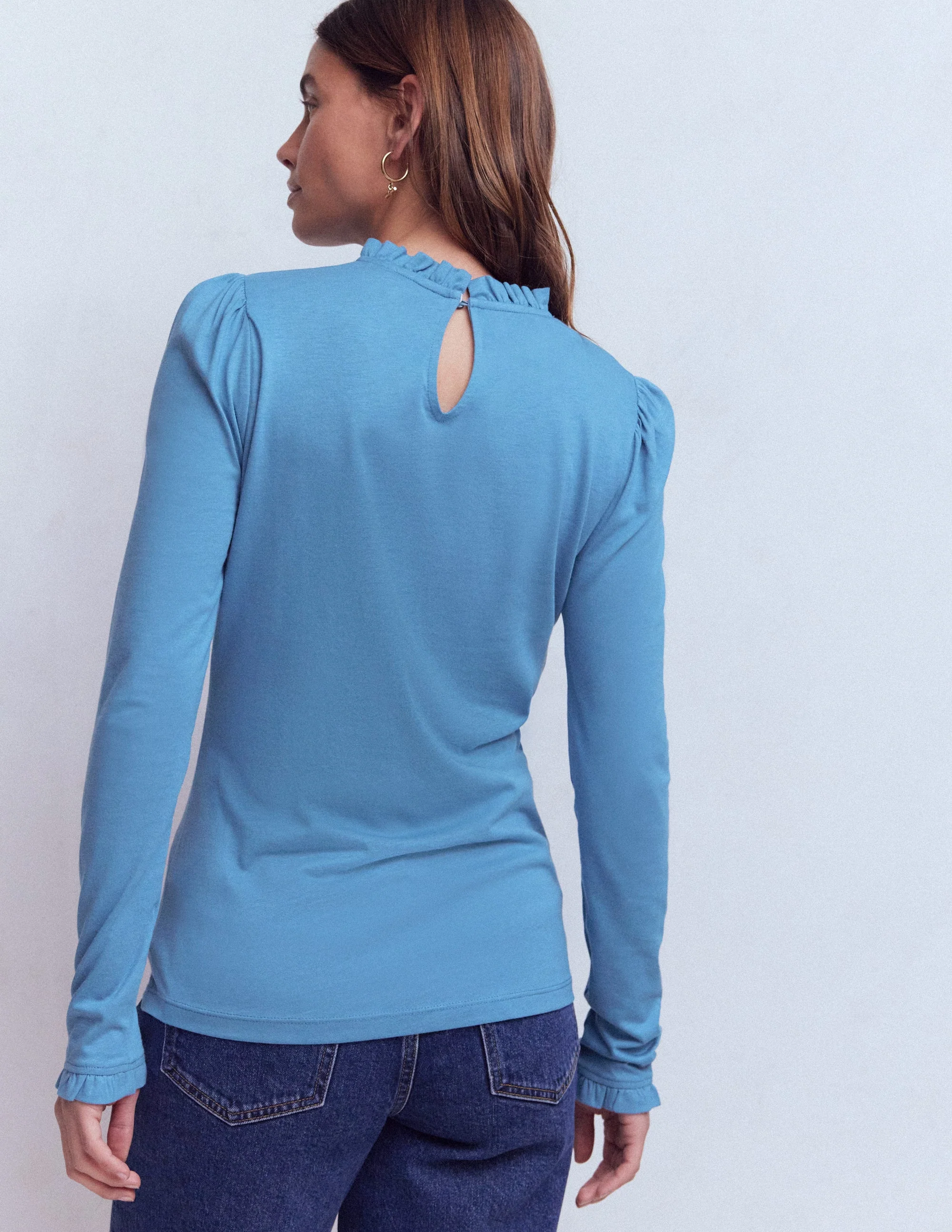 Supersoft Frill Detail Top-Captains Blue - Image 3