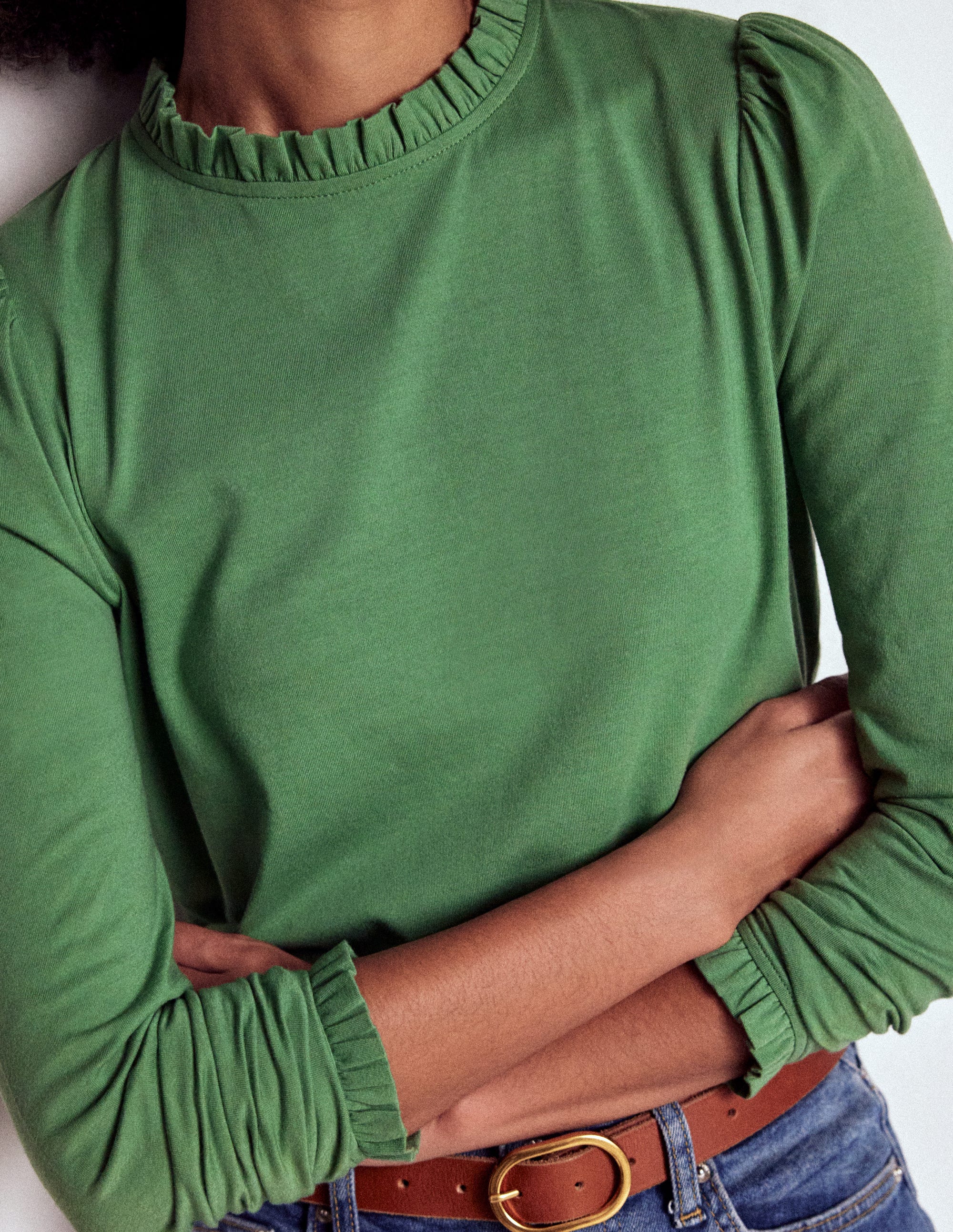 Supersoft Frill Detail Top-Newt Green - Image 2
