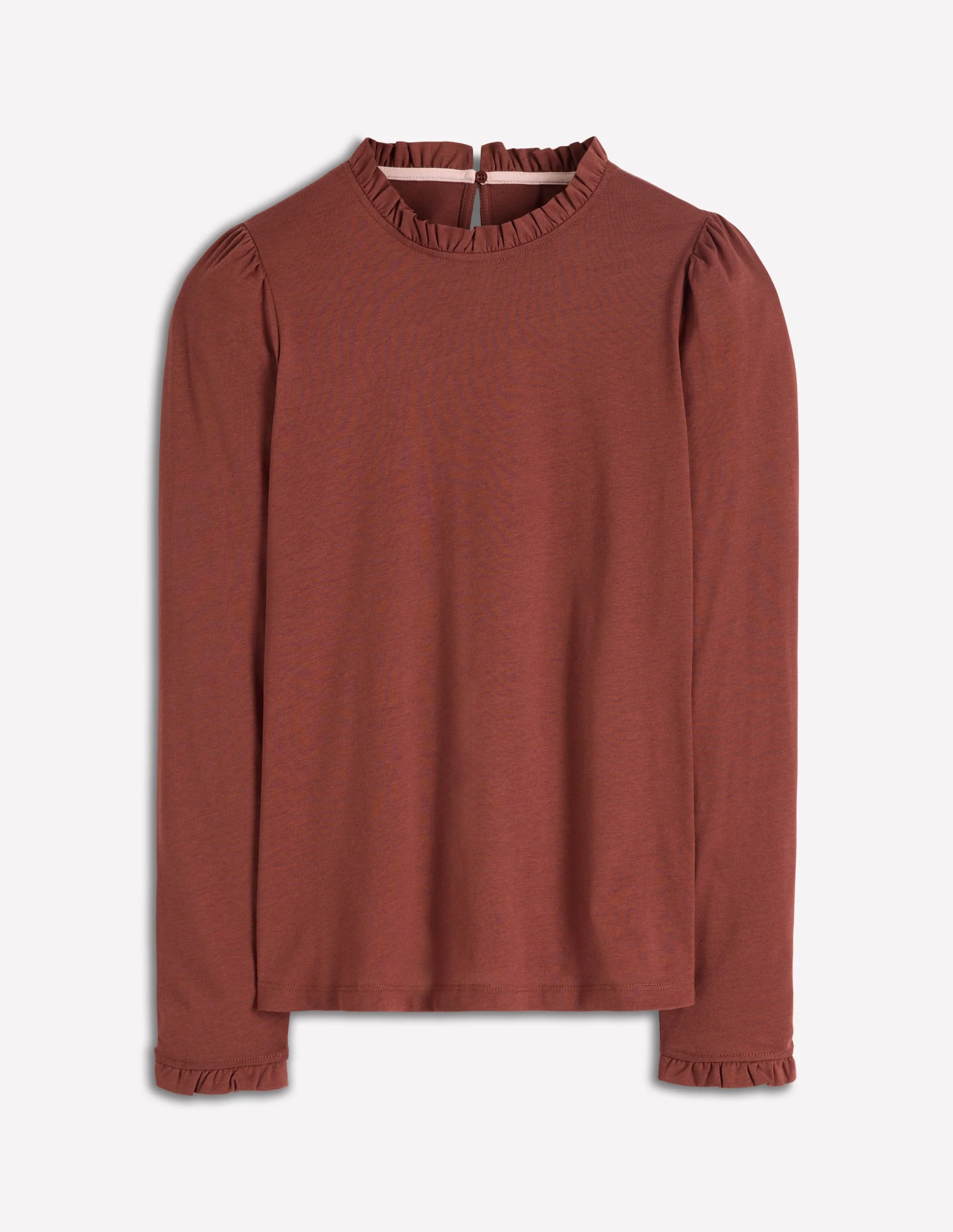 Supersoft Frill Detail Top-Roasted Brown - Image 4