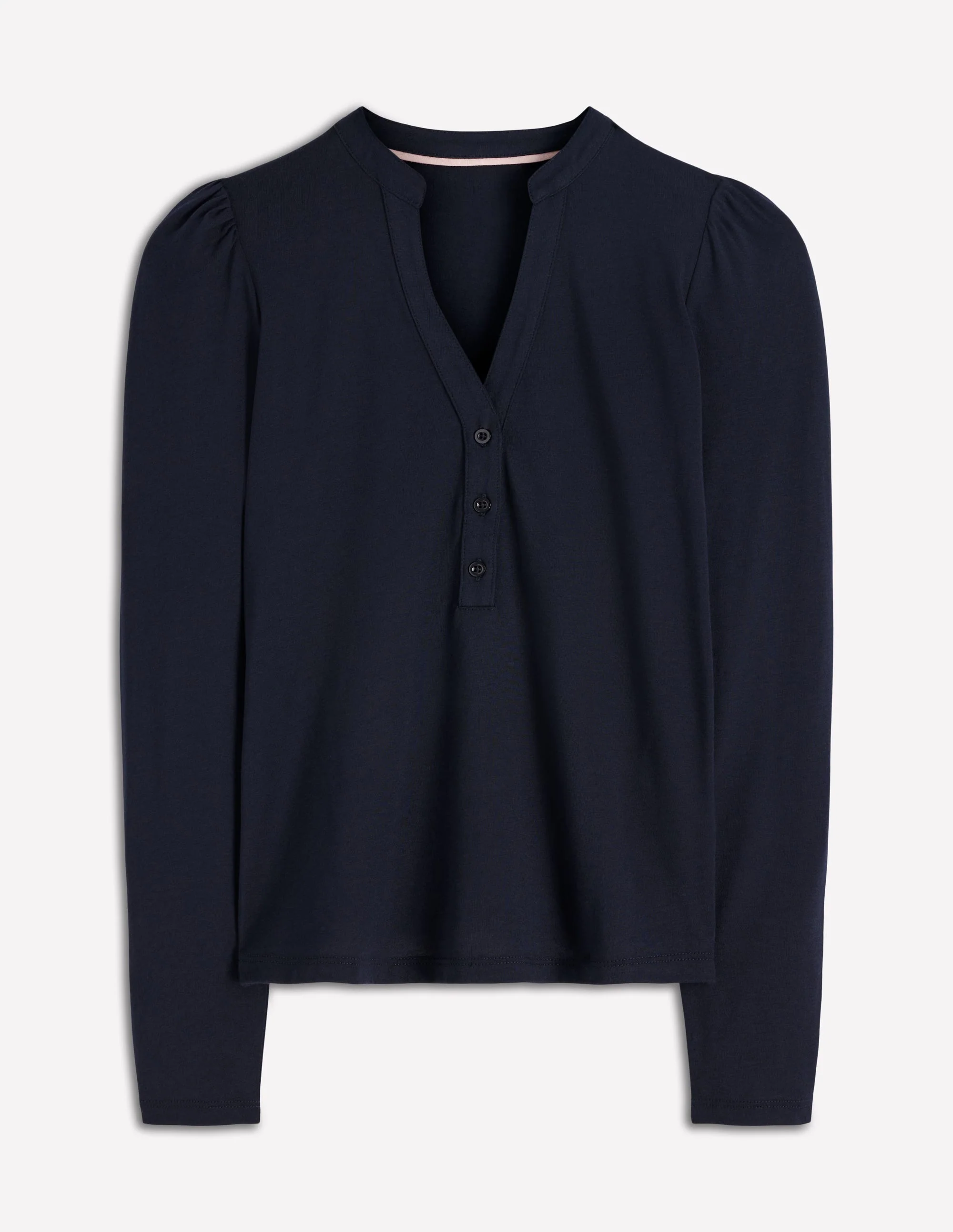 Supersoft Open Neck Henley-Navy - Image 5