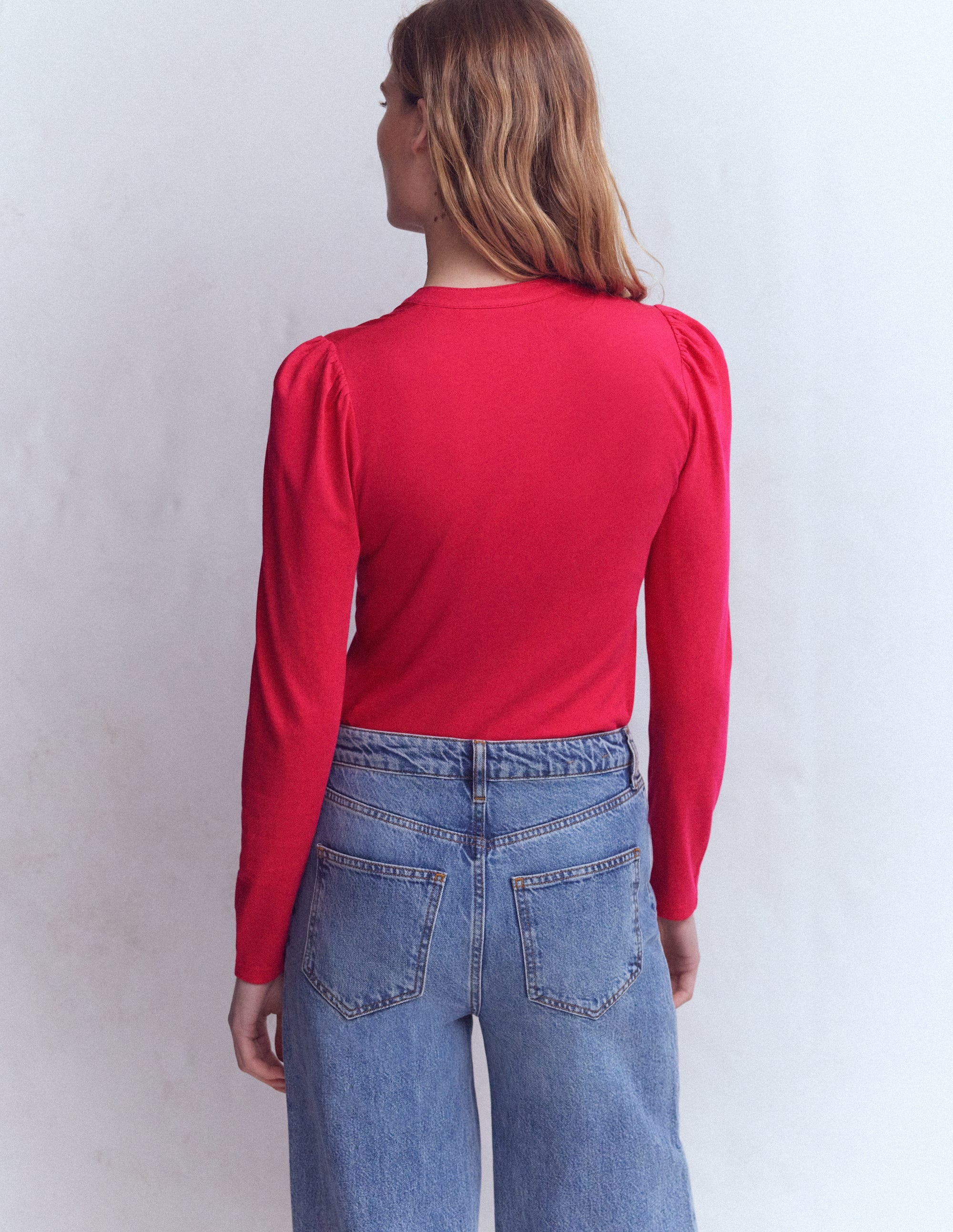 Supersoft Open Neck Henley-Pomegranate - Image 3