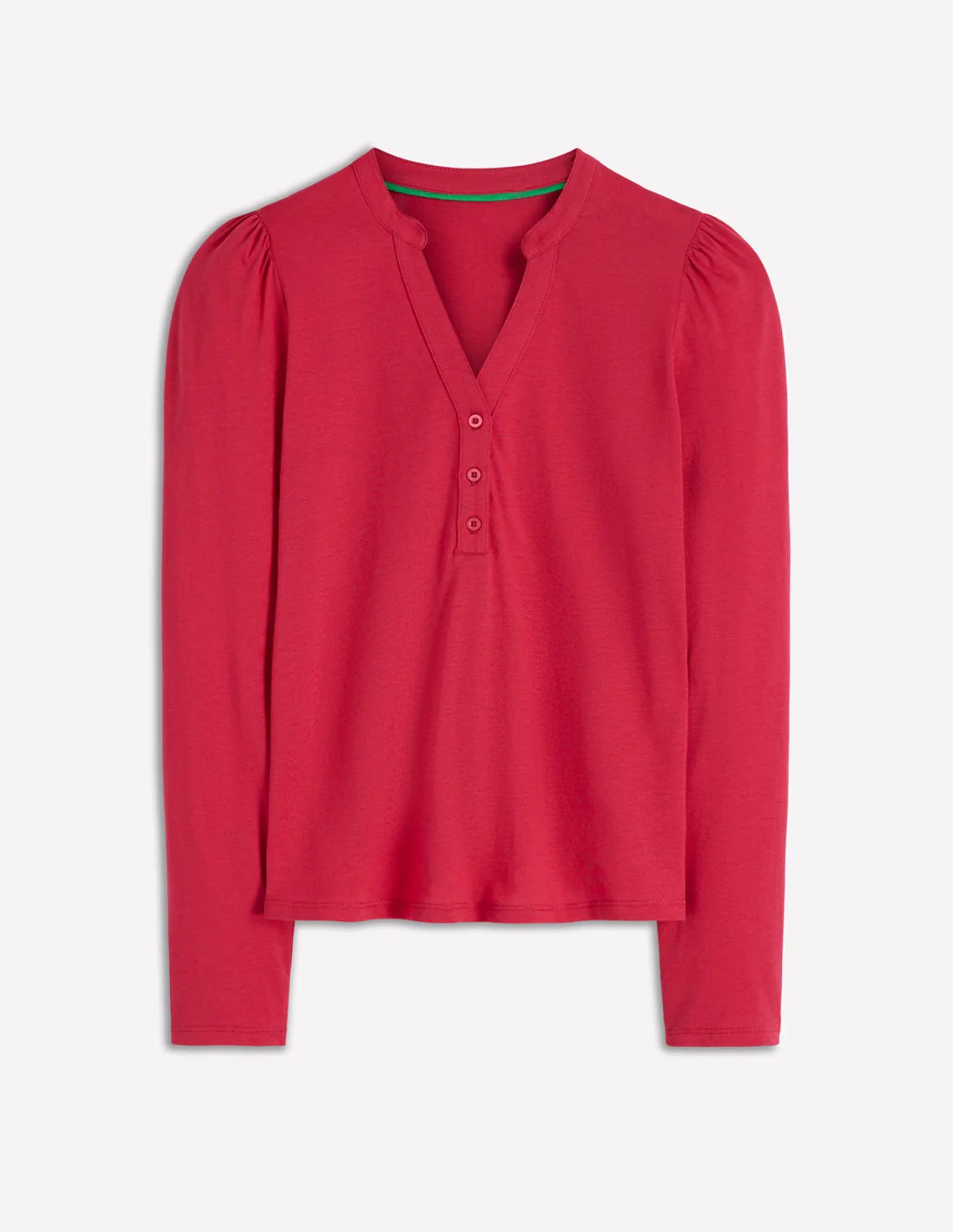 Supersoft Open Neck Henley-Pomegranate - Image 6