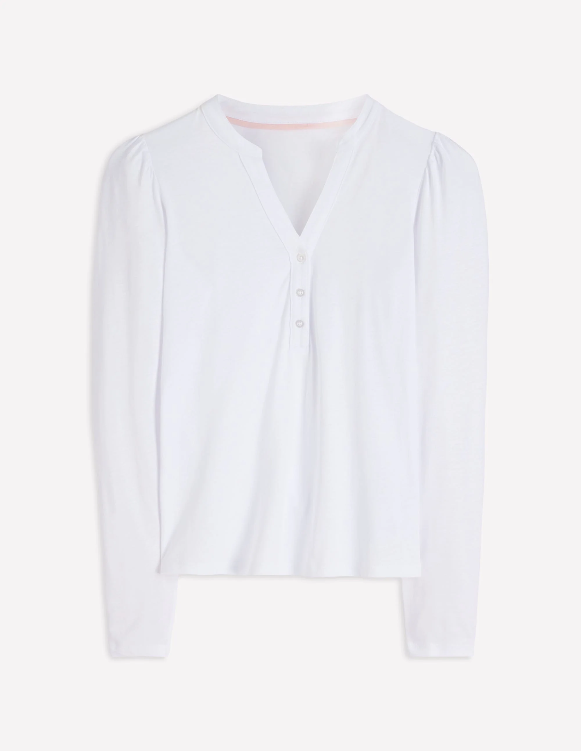 Supersoft Open Neck Henley-White - Image 5