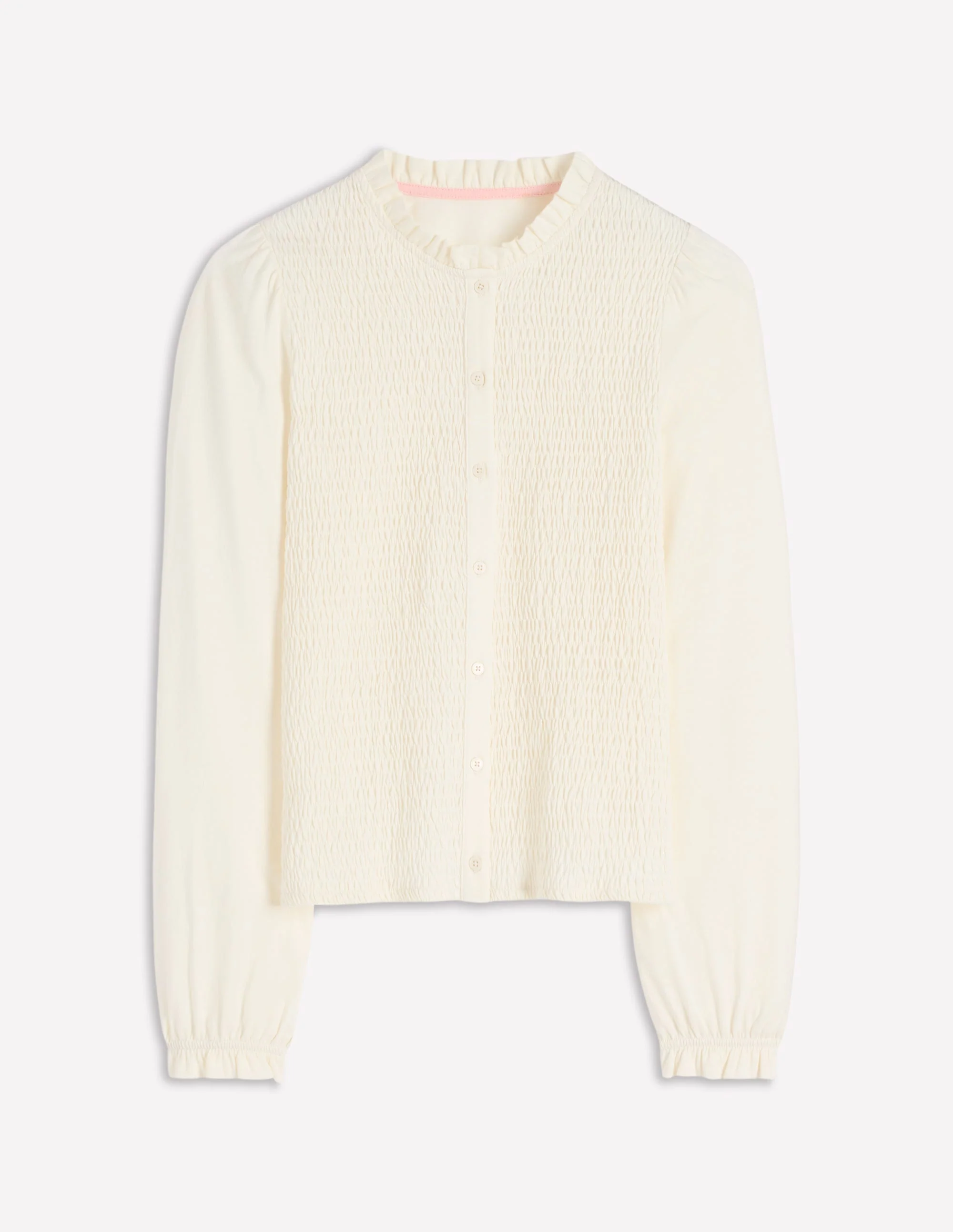 Supersoft Smocked button top-Ivory - Image 7