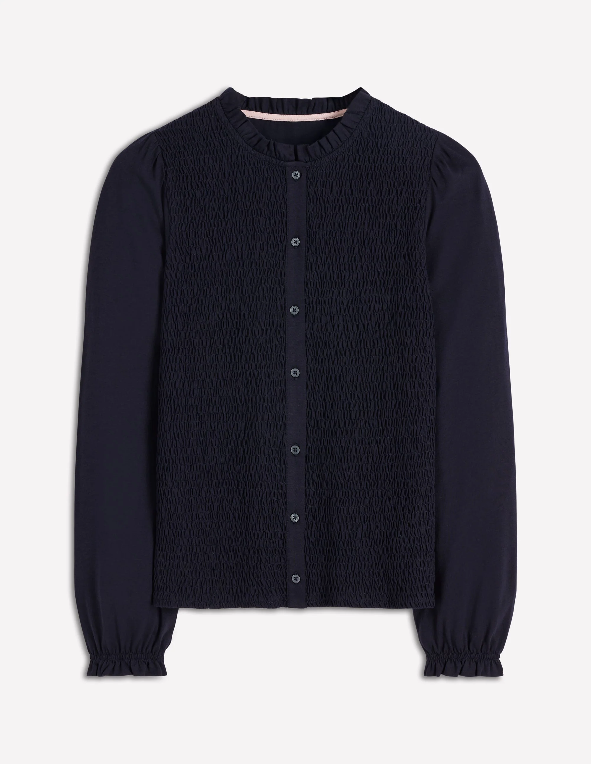 Supersoft Smocked button top-Navy - Image 7