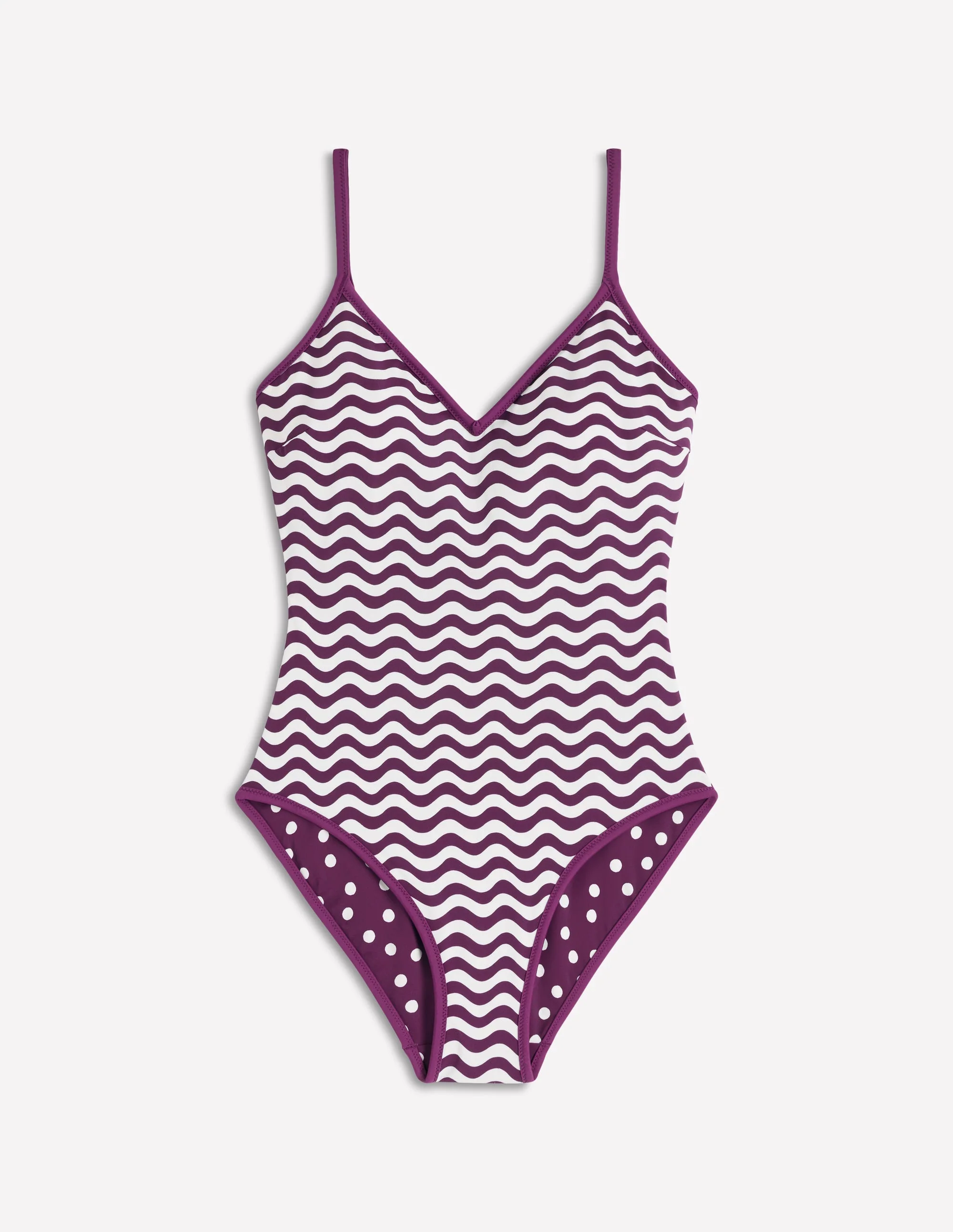 Symi Reversible Swimsuit-Chocberry, Stripe & Dot - Image 5