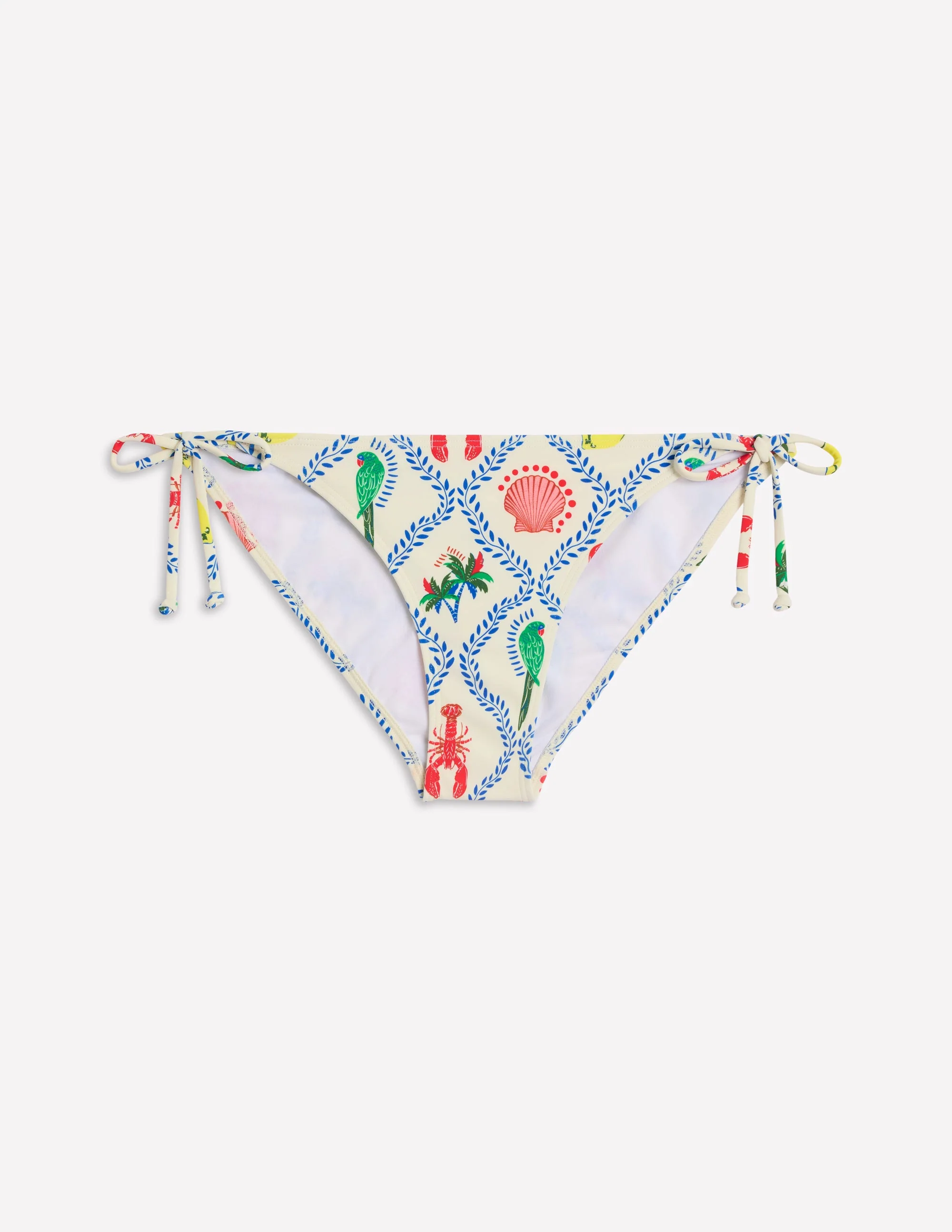 Symi String Bikini Bottoms-Ivory Tropical Bonanza Vine - Image 5