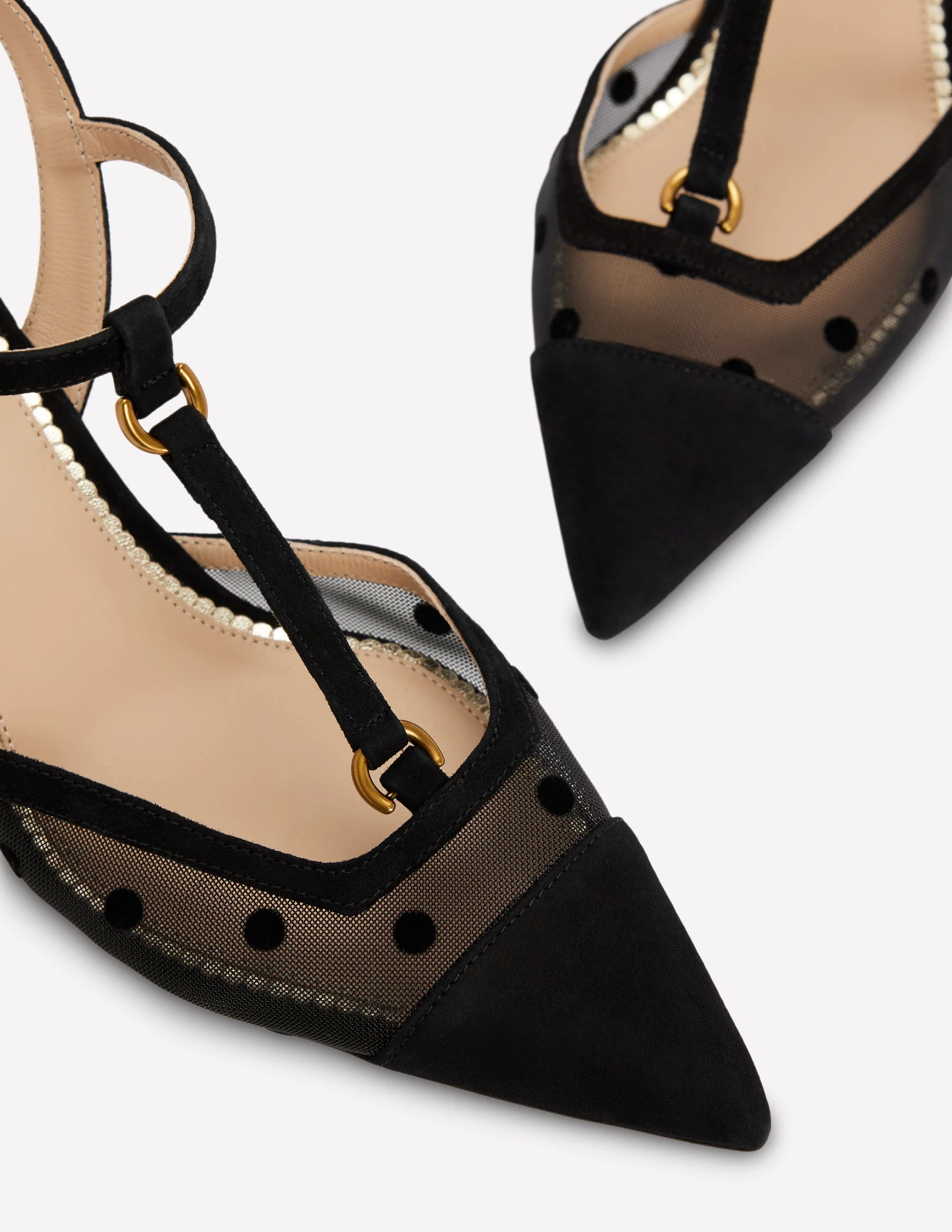 T-Bar Point Heels-Black Mesh - Image 4