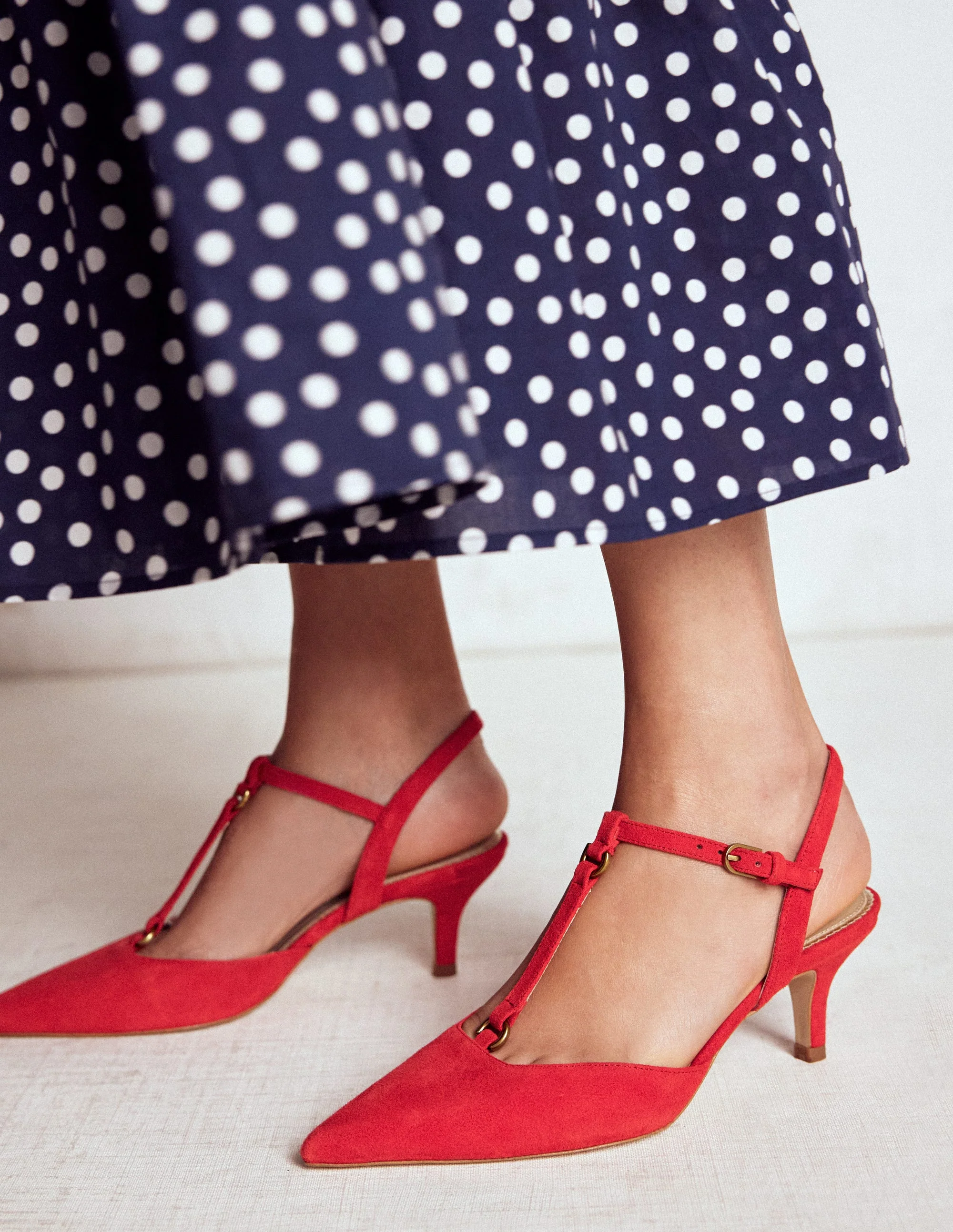 T-Bar Point Heels-Post Box Red - Image 2