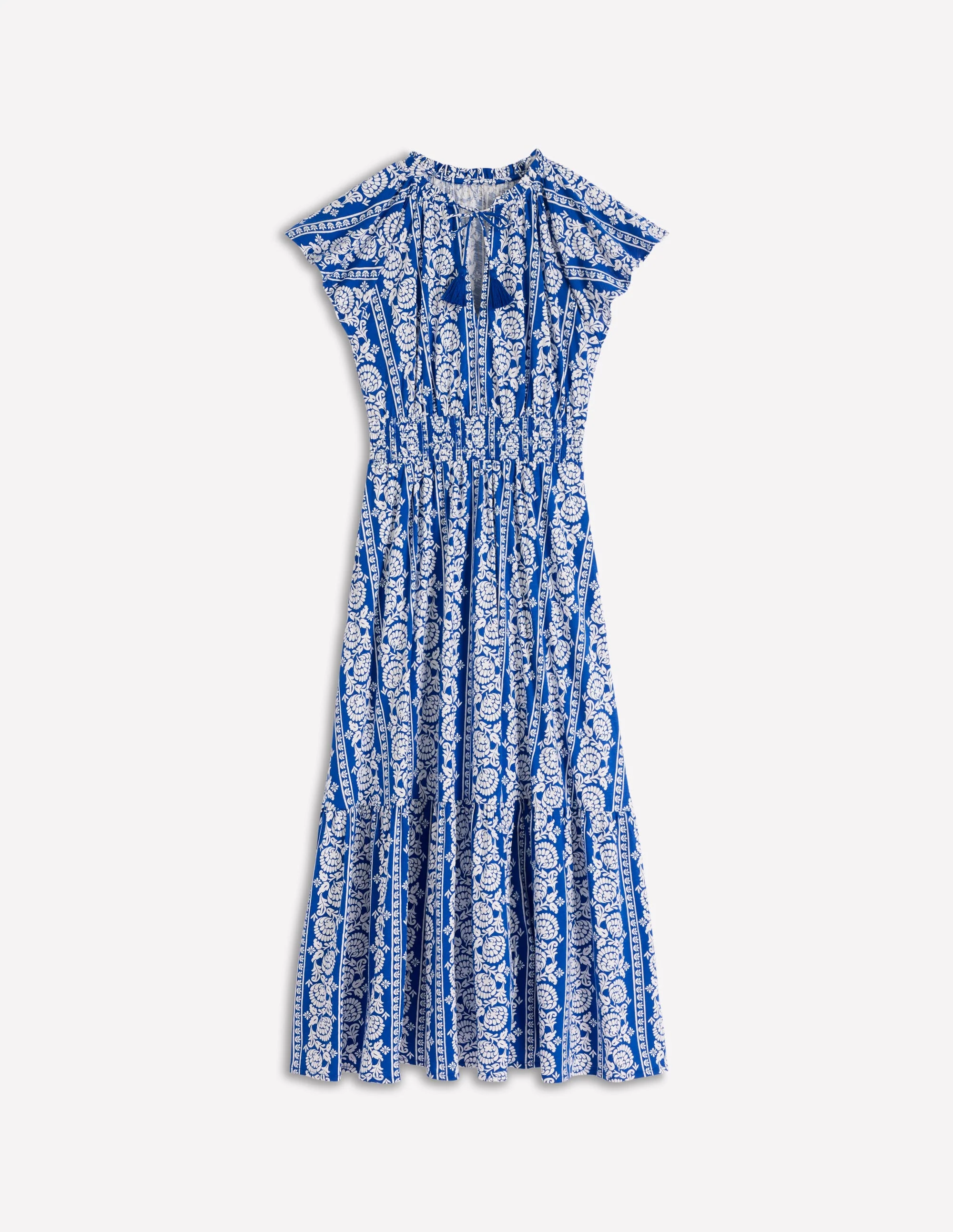 Tala Tiered Jersey Maxi Dress-Bright Blue, Ornate Floret - Image 6