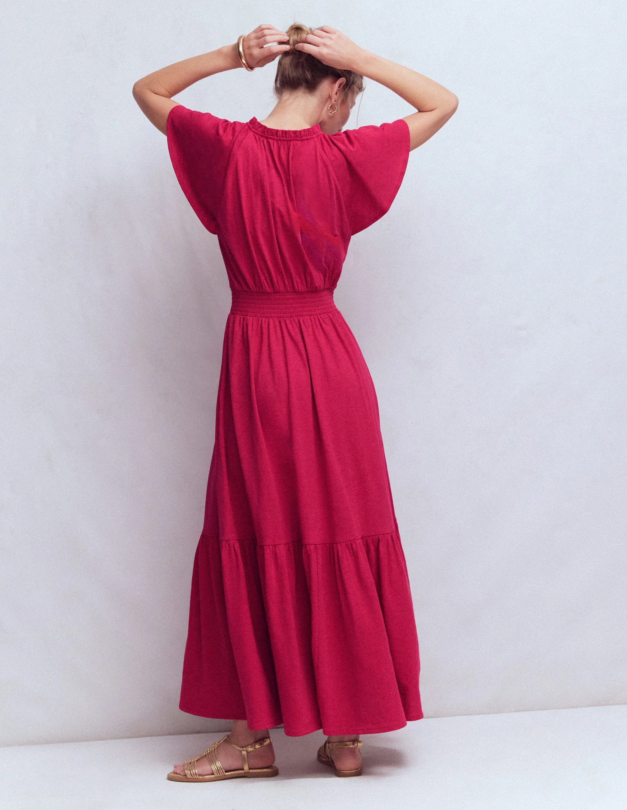 Tala Tiered Jersey Maxi Dress-Pomegranate - Image 3