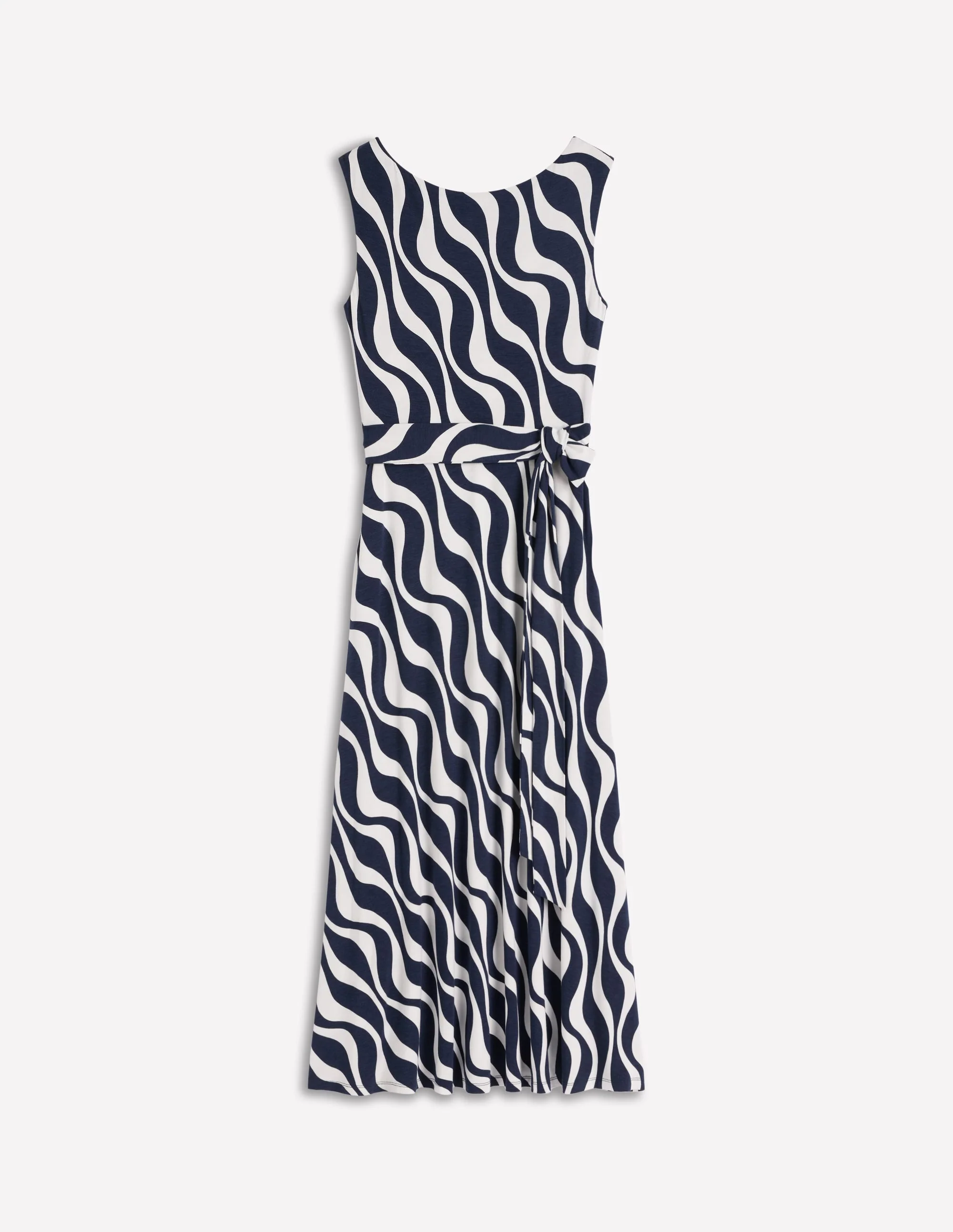 Tamsin Jersey Midi Dress-French Navy, Rhythmic Wave - Image 6