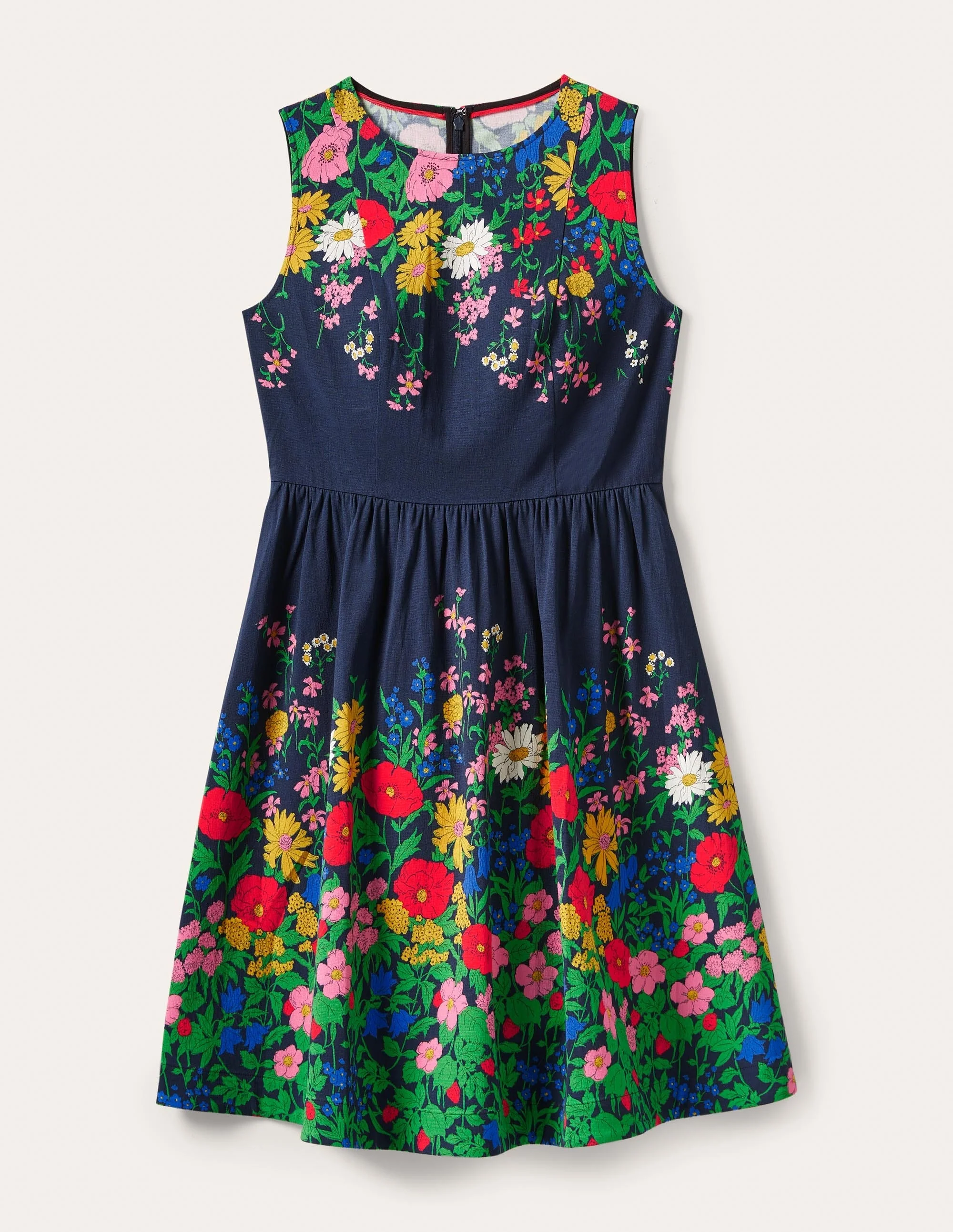 Tara Fit-and-Flare Dress-Navy, Botanical Terrace - Image 5