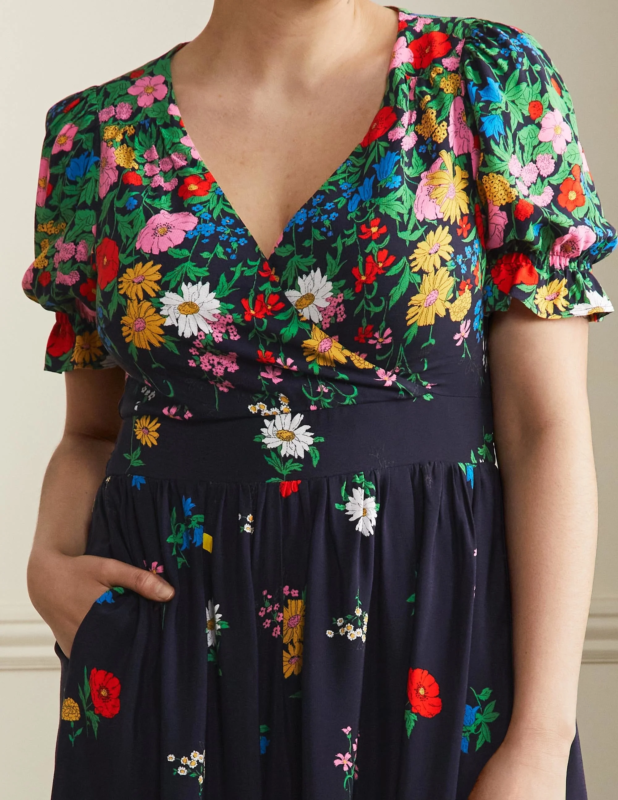 Tessa Maxi Dress-French Navy, Garden Blooms - Image 8